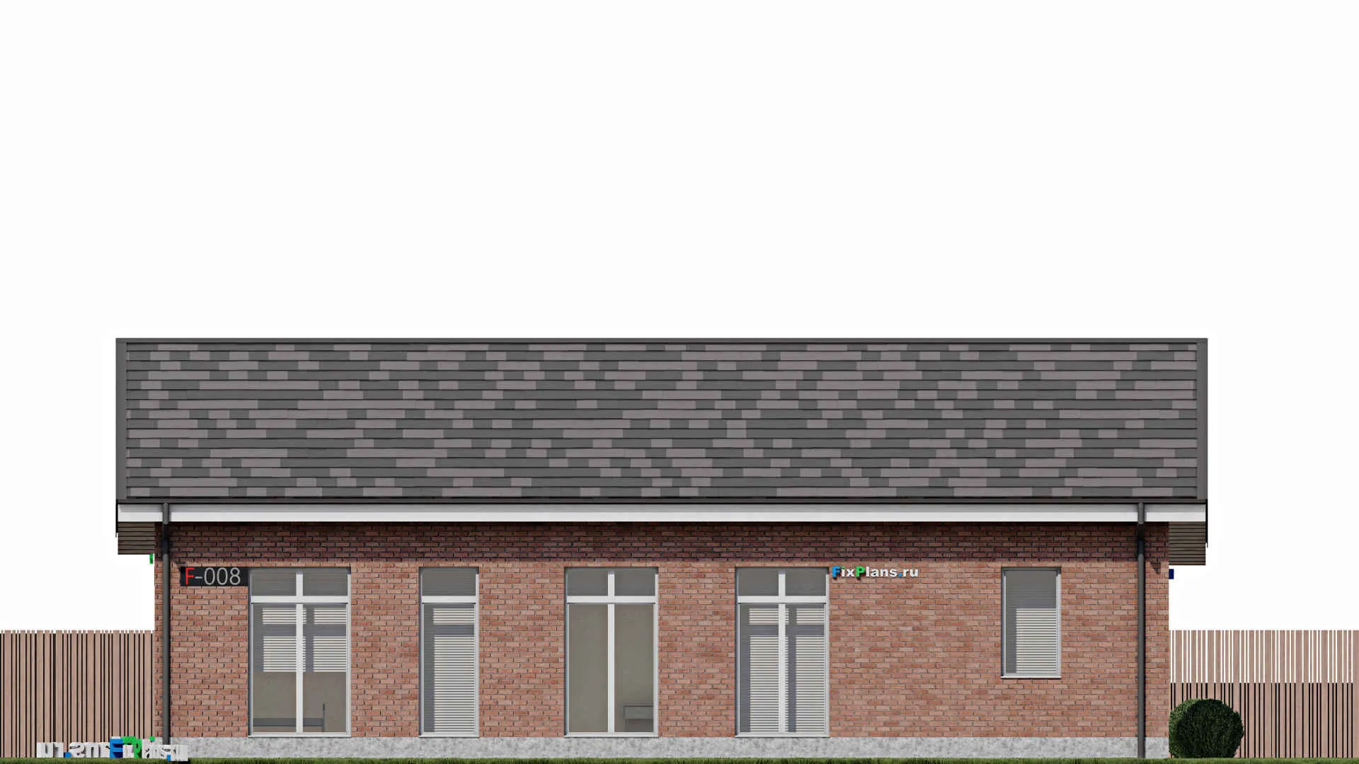 F-0008 - Проект одноэтажного дома 11 на 16, площадью 130 м² с террасой и 3 спальнями