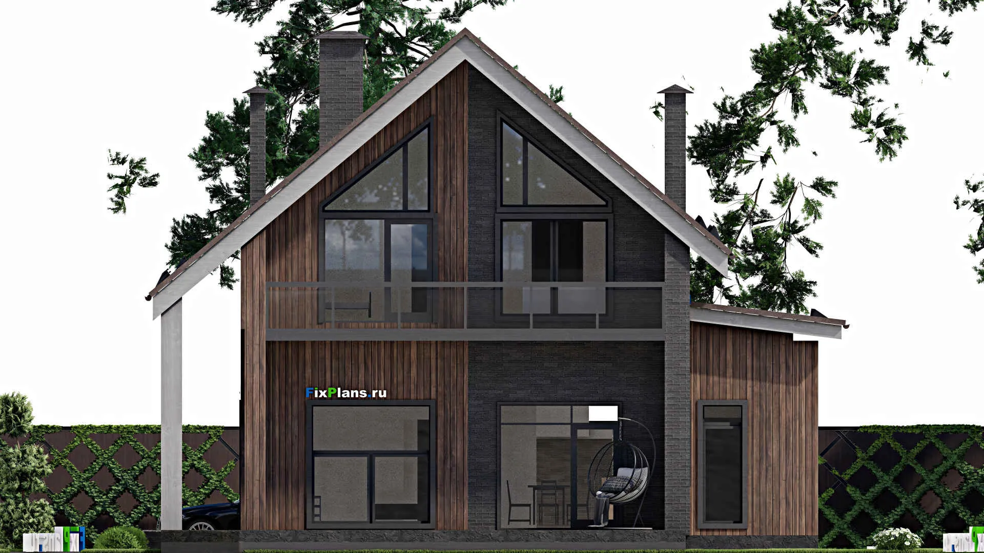 F-4139 - Проект дома с мансардой 11 на 15, площадью 210 м² с террасой, балконом и 3 спальнями