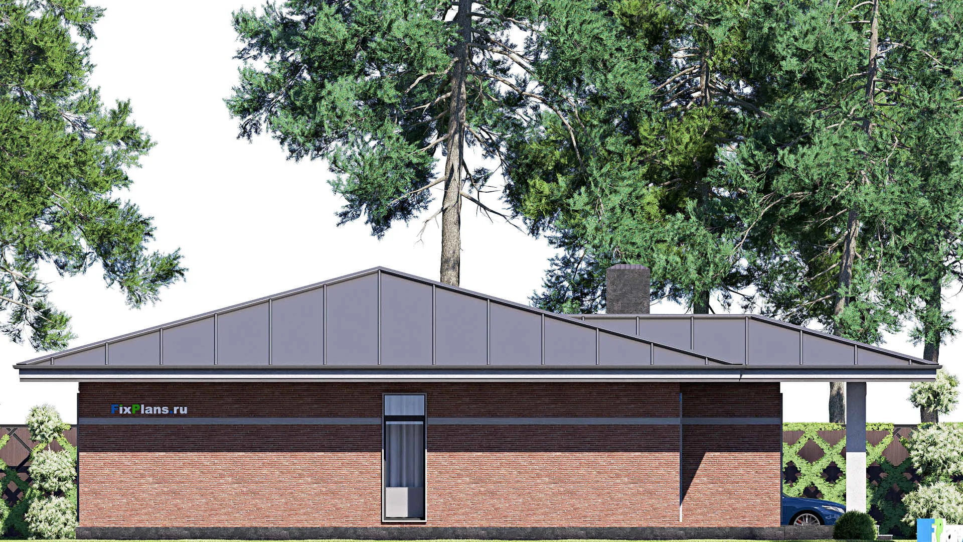 F-19097 - Проект одноэтажного дома 15 на 16, площадью 150 м² с 3 спальнями