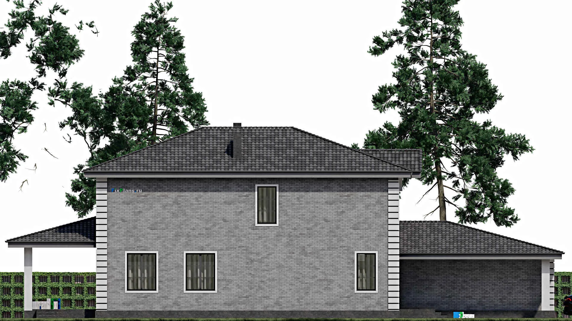 F-1565 - Проект двухэтажного дома 12 на 23, площадью 290 м² с гаражом на 2 машины и 4 спальнями