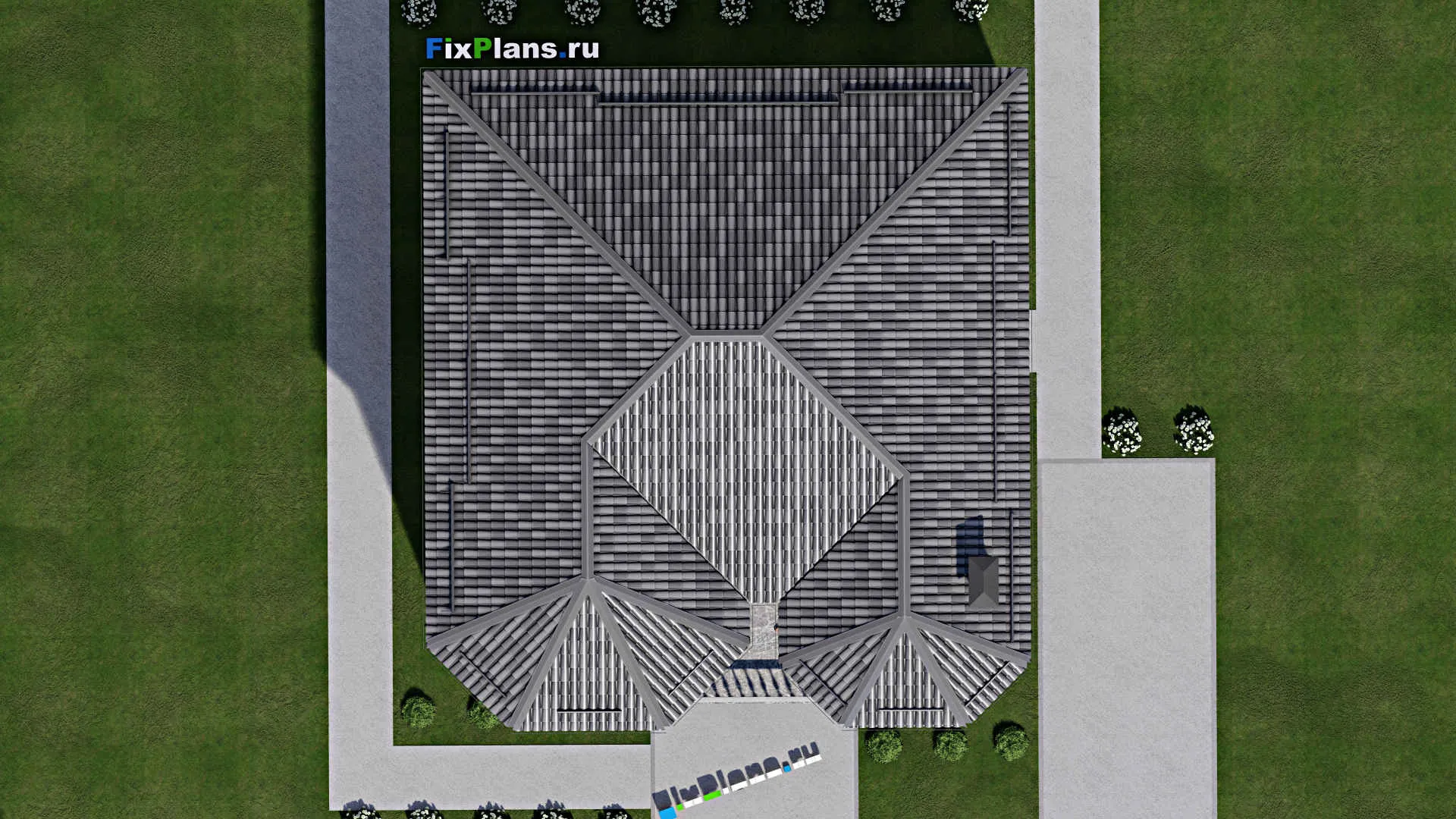 F-6515 - Проект двухэтажного дома 14 на 15, площадью 230 м² с балконом и 6 спальнями