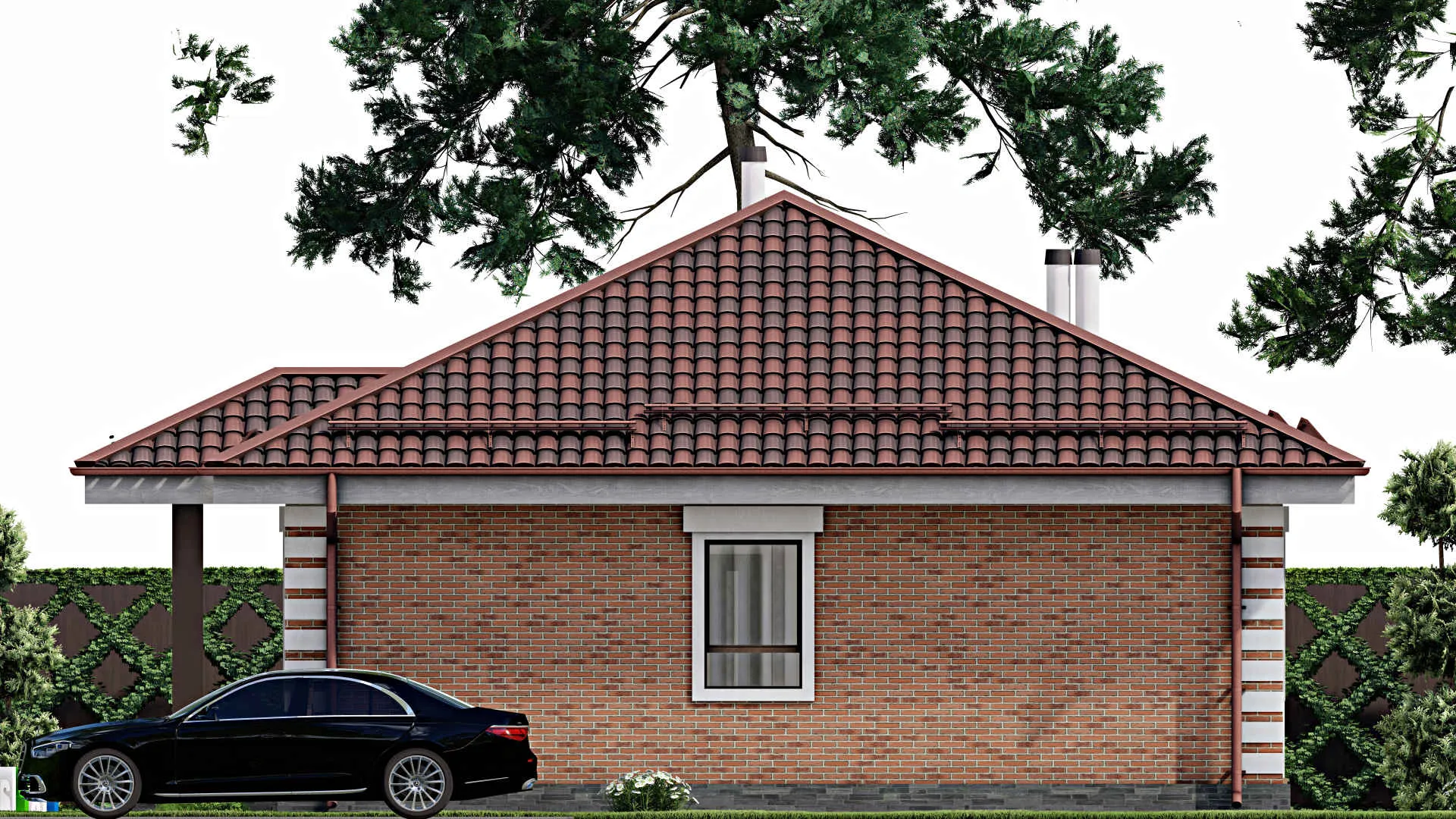 F-9737 - Проект одноэтажного дома 11 на 13, площадью 100 м² с 3 спальнями