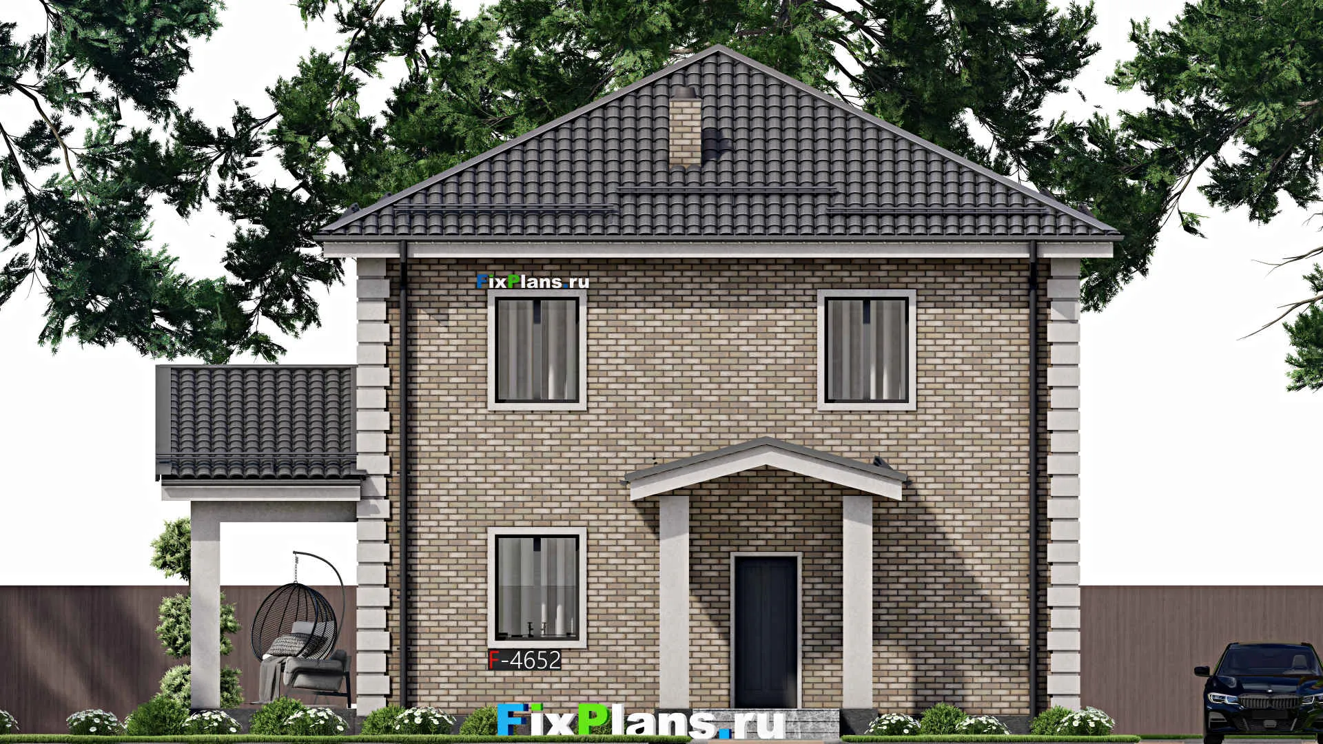 F-4652 - Планы двухэтажного дома 10 на 11, площадью 180 м² с террасой и 4 спальнями