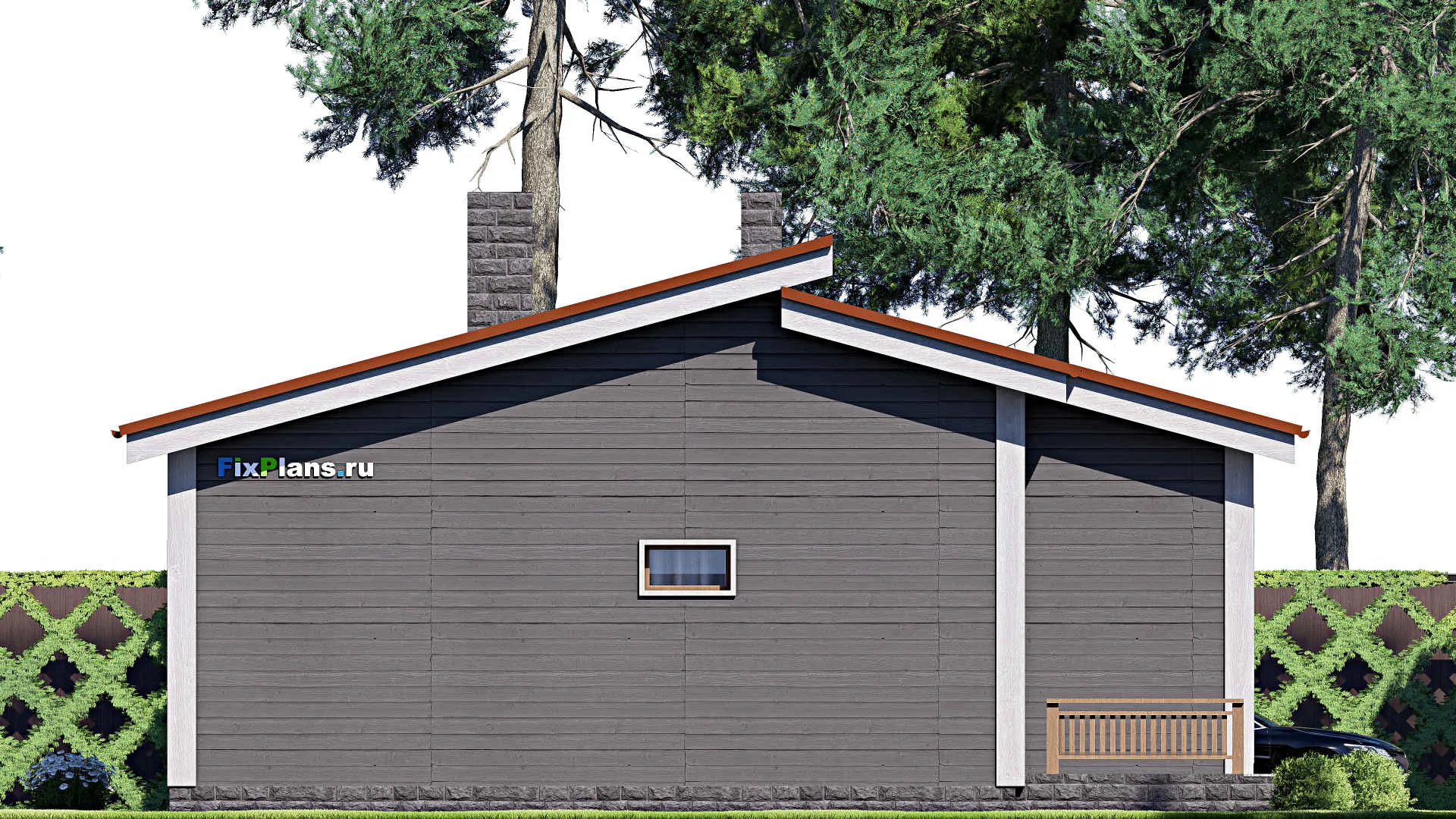 F-15533 - Проект бани 11 на 13, площадью 110 м² с комнатой отдыха, терассой, бассейном и санузлом