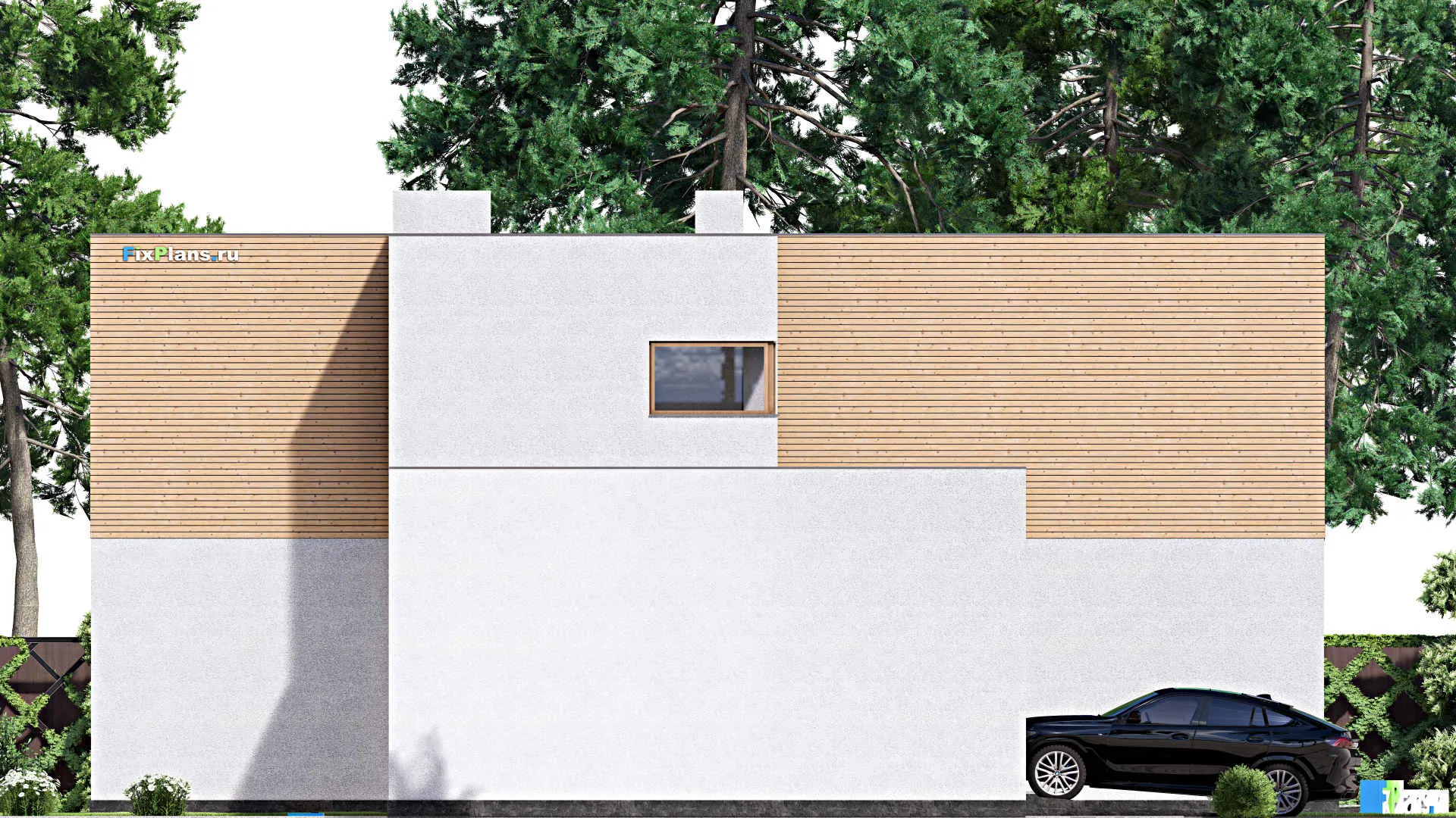 F-16658 - Проект двухэтажного дома 17 на 24, площадью 340 м² с террасой, гаражом на 2 машины и 3 спальнями