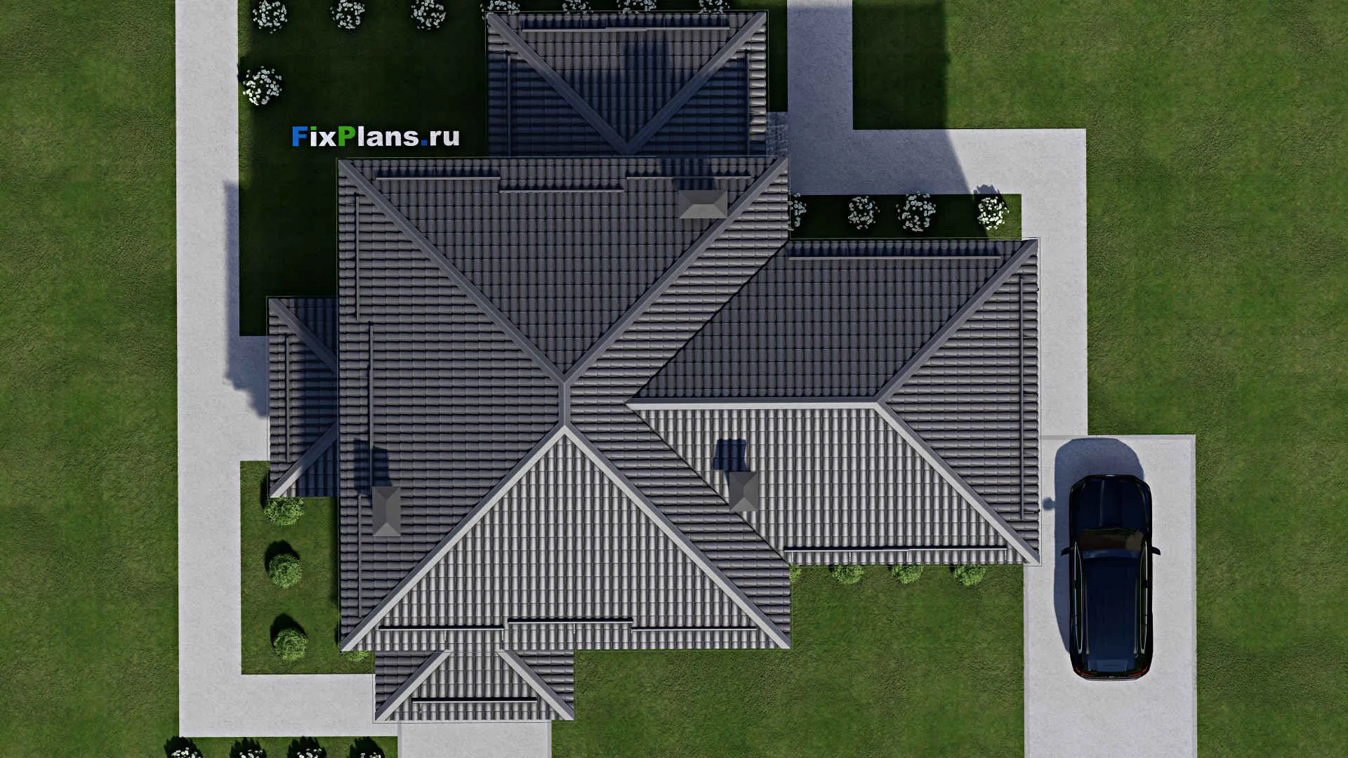 F-9449 - Планы двухэтажного дома 15 на 17, площадью 230 м² с террасой и 5 спальнями