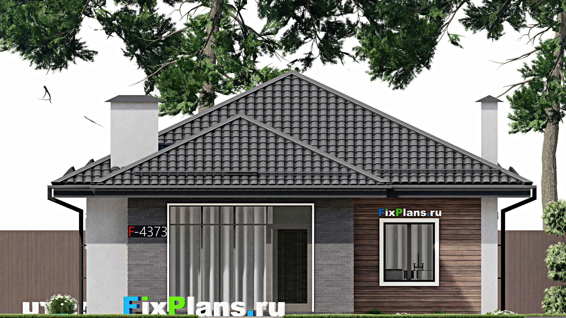 F-4373 - План одноэтажного дома 10 на 13, площадью 90 м² с 2 спальнями