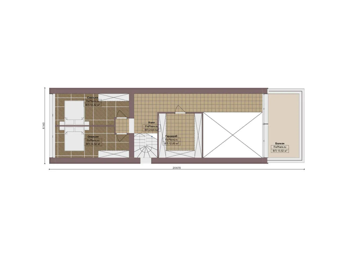 F-18683 - Планы двухэтажного дома 7 на 24, площадью 180 м² с террасой, балконом и 3 спальнями