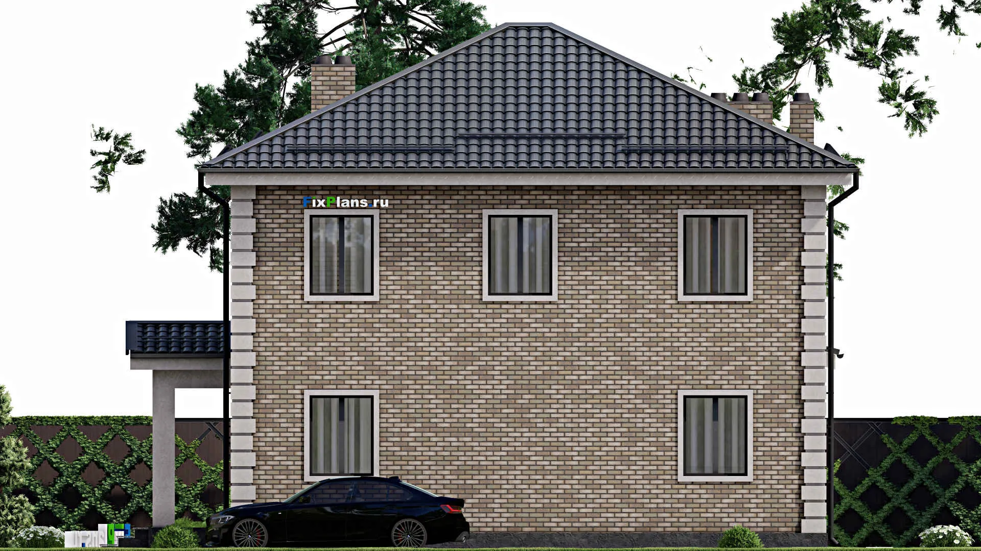 F-4652 - Планы двухэтажного дома 10 на 11, площадью 180 м² с террасой и 4 спальнями