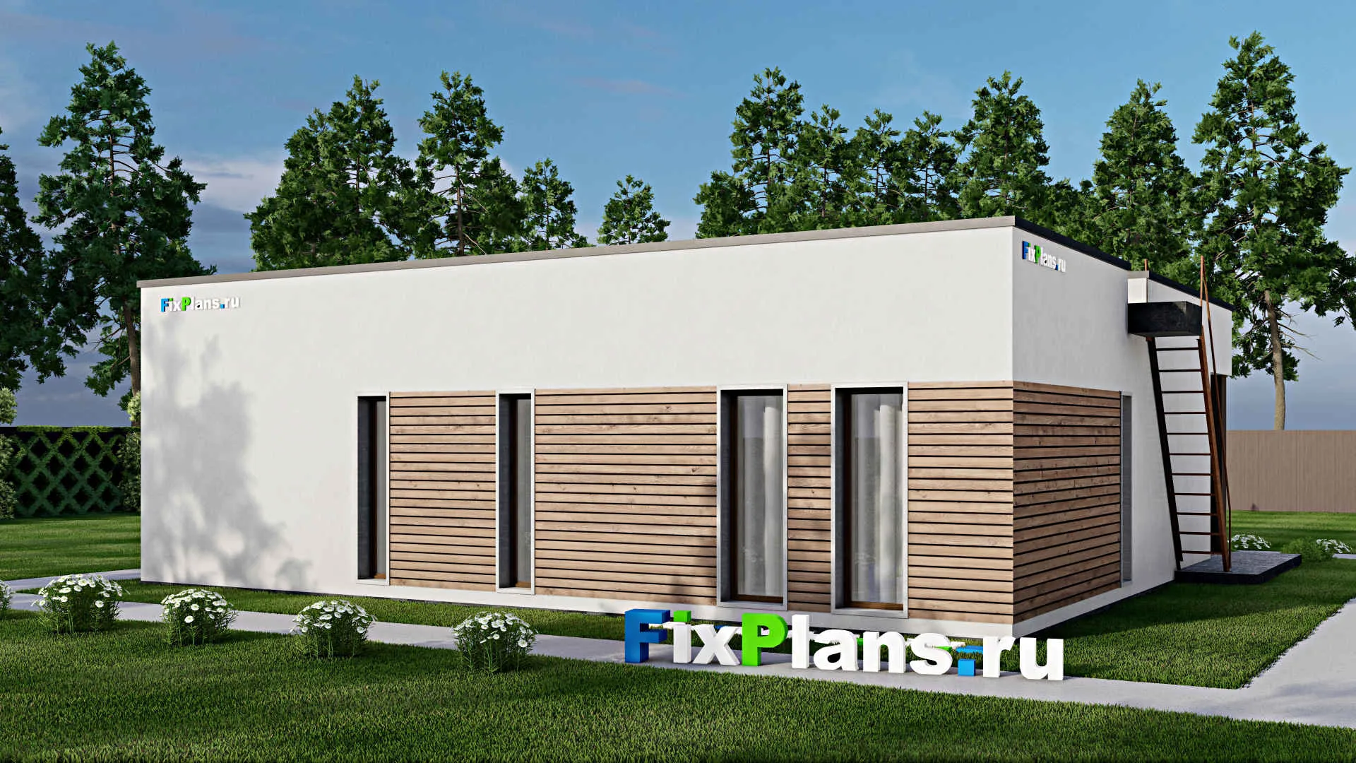 F-8882 - Проект одноэтажного дома 12 на 14, площадью 140 м² с террасой и 2 спальнями