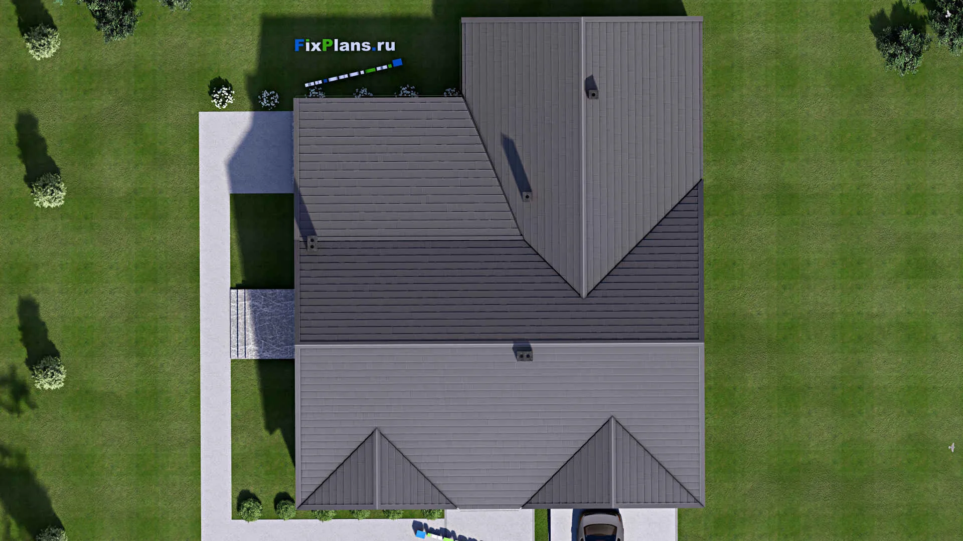 F-16496 - Проект одноэтажного дома 18 на 19, площадью 240 м² с 3 спальнями