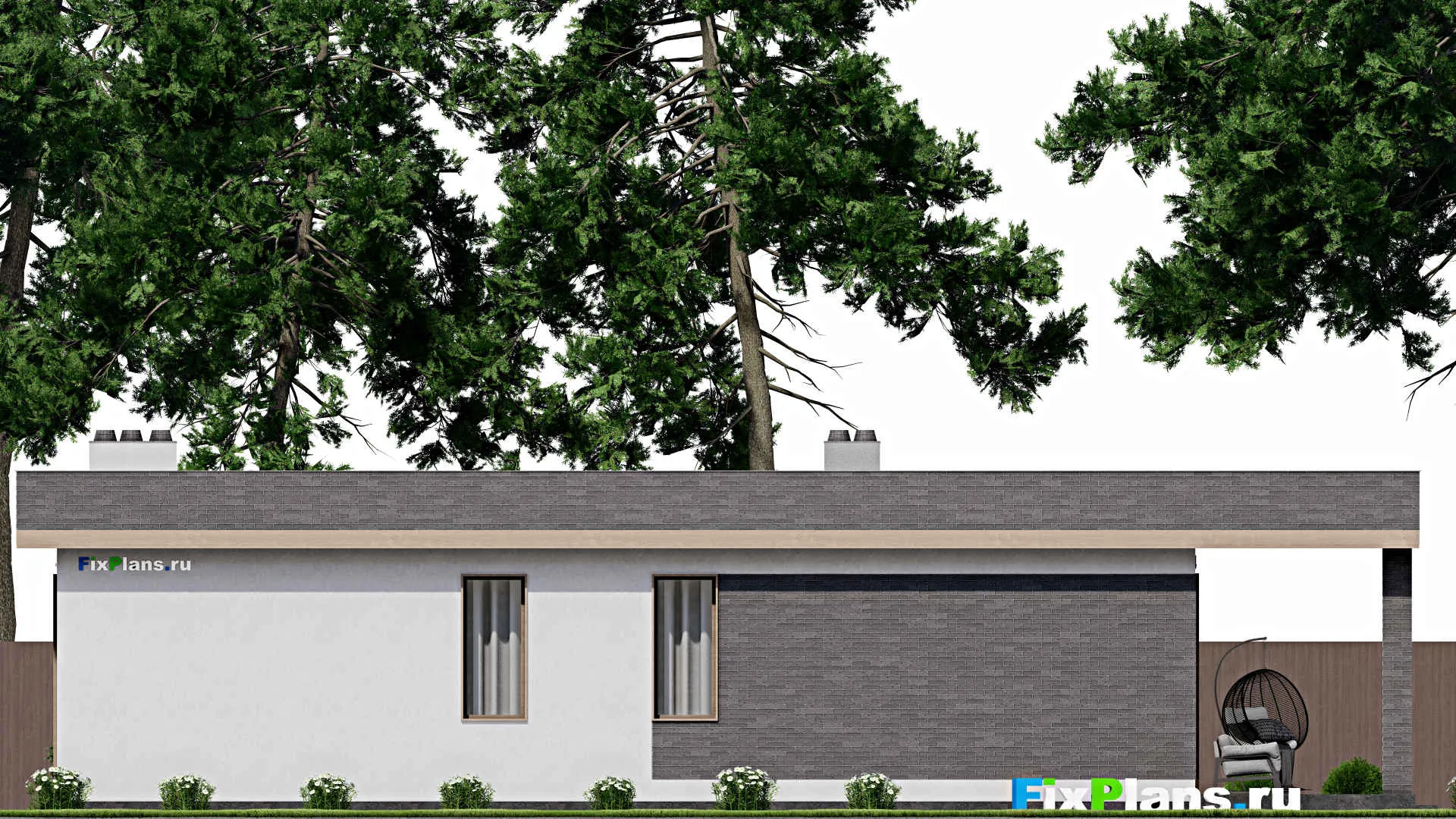 F-2915 - Проект одноэтажного дома 11 на 16, площадью 160 м² с террасой и 3 спальнями