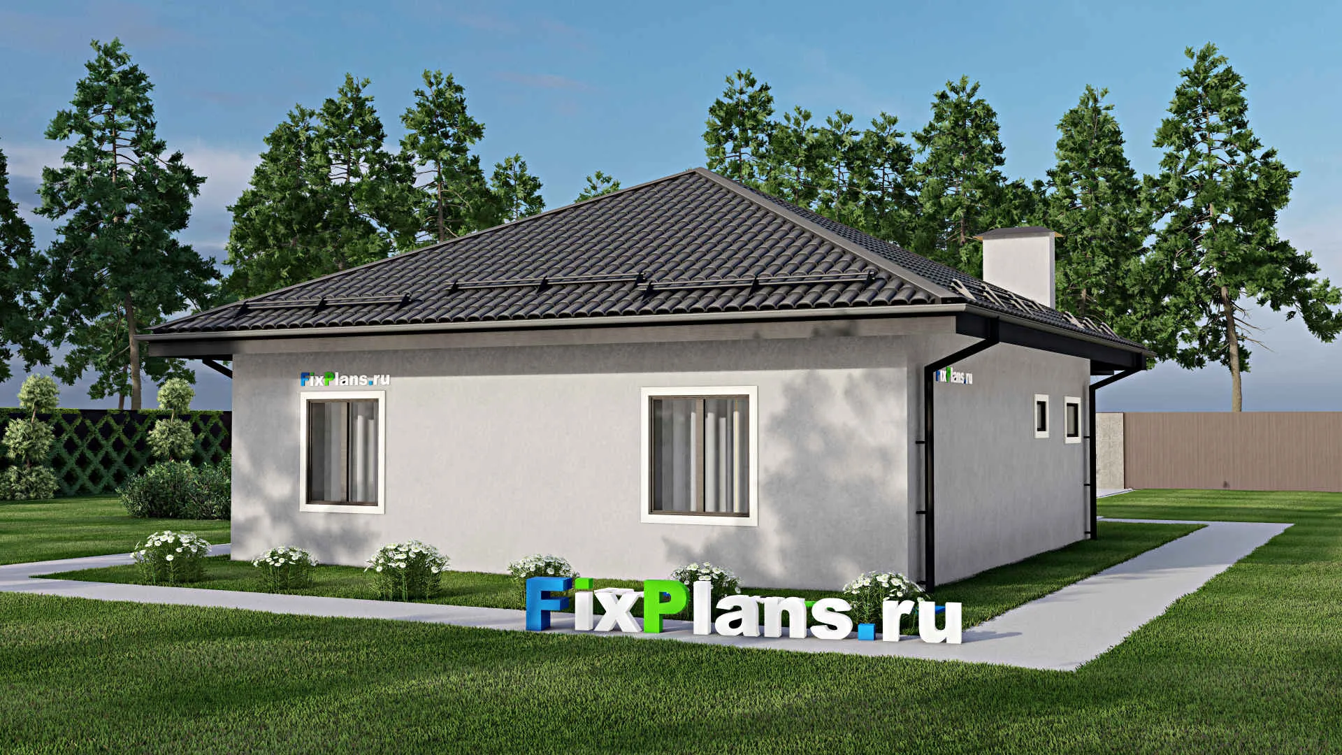 F-4373 - План одноэтажного дома 10 на 13, площадью 90 м² с 2 спальнями