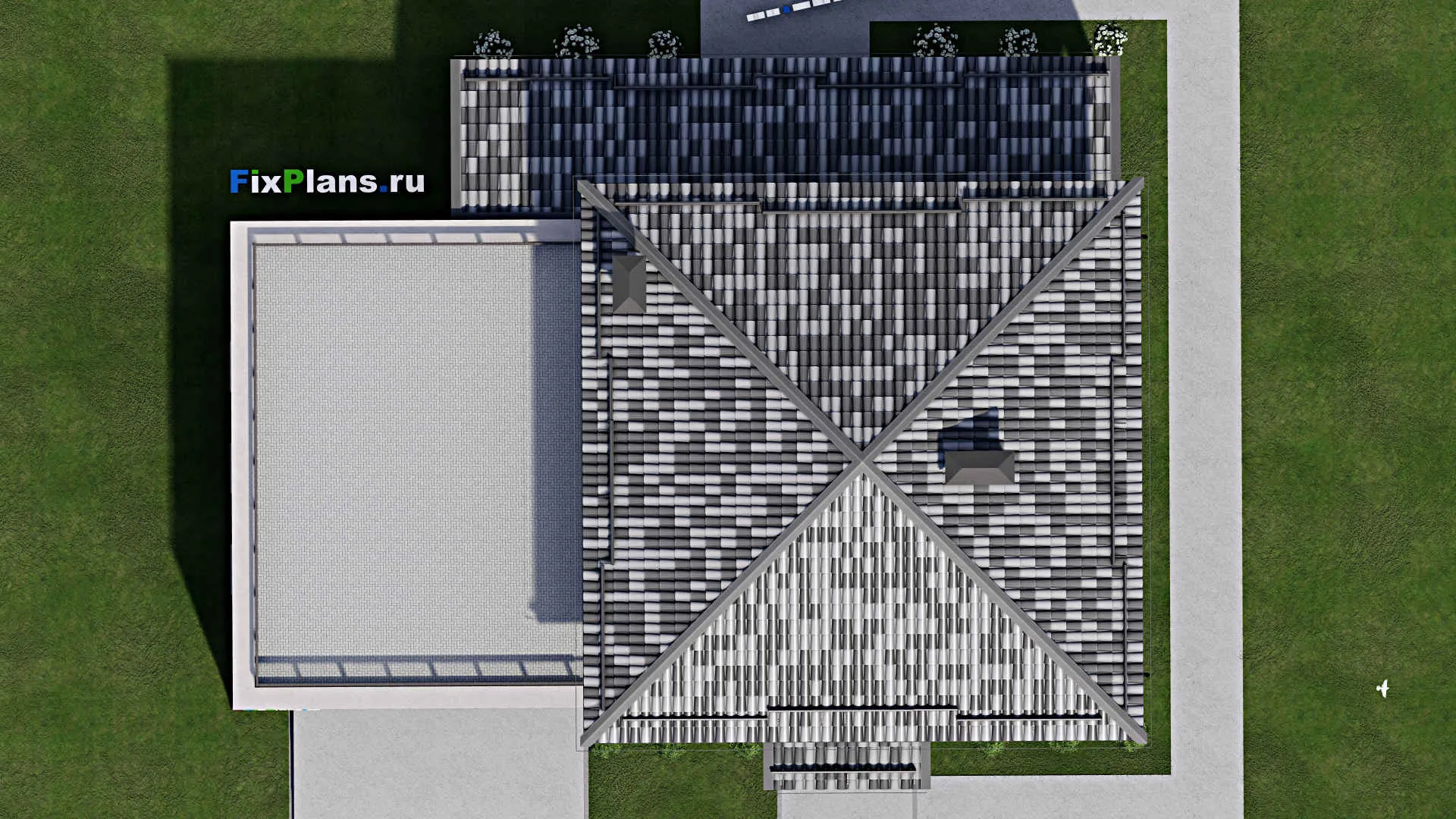 F-7838 - Проект двухэтажного дома 11 на 19, площадью 350 м² с террасой, балконом, гаражом на 2 машины и 4 спальнями