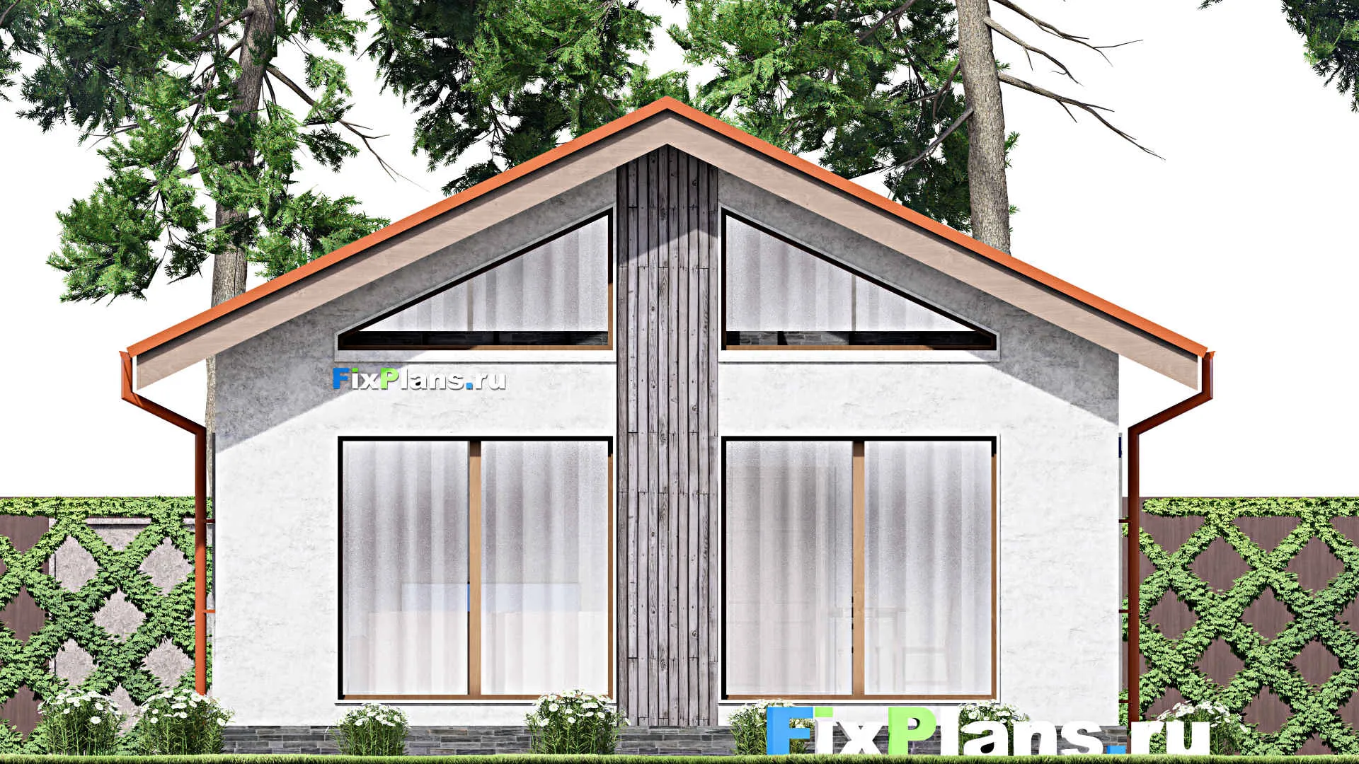 F-13427 - План одноэтажного дома 9 на 15, площадью 90 м² с 2 спальнями