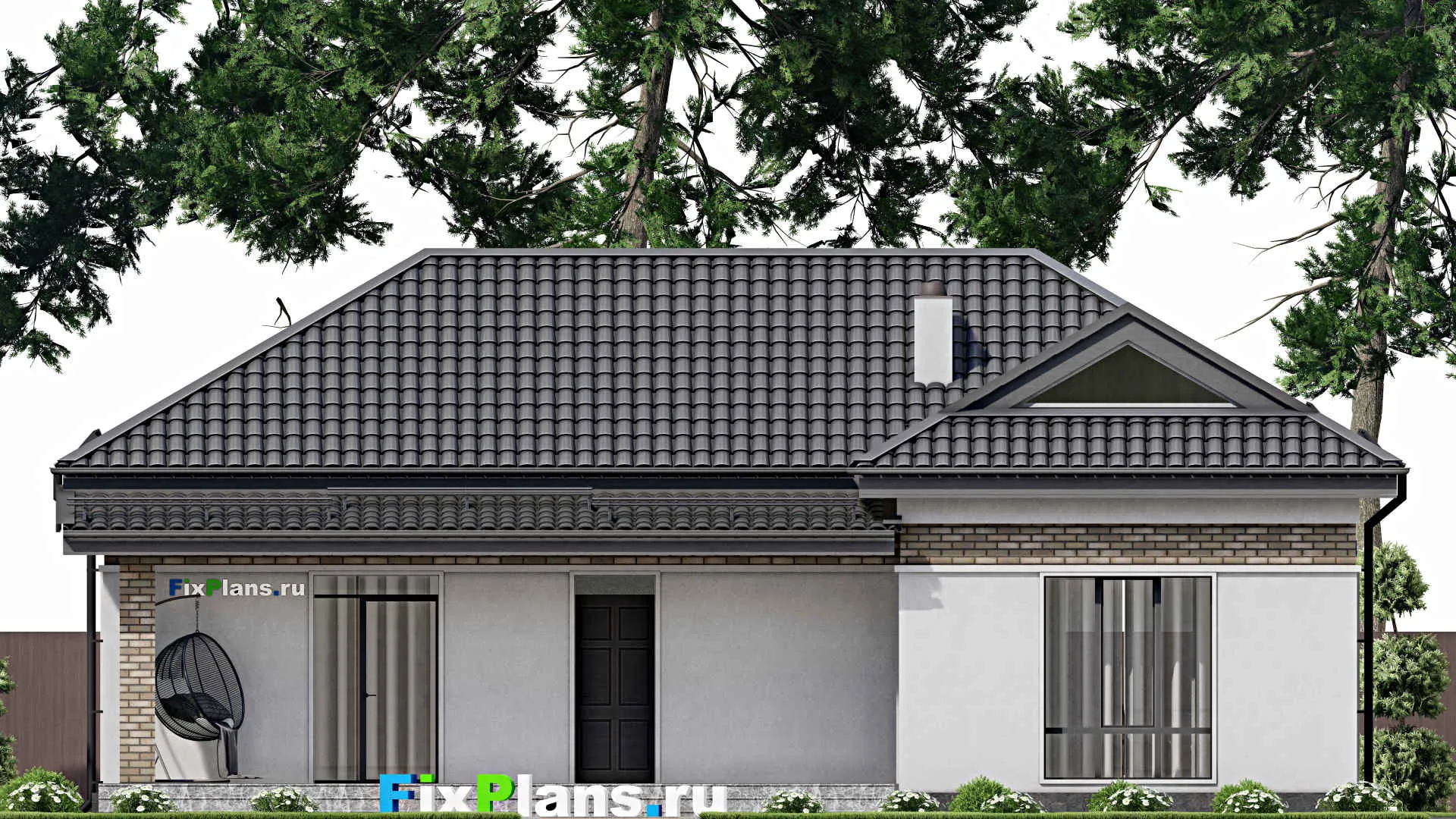 F-2636 - Проект одноэтажного дома 10 на 15, площадью 100 м² с 2 спальнями