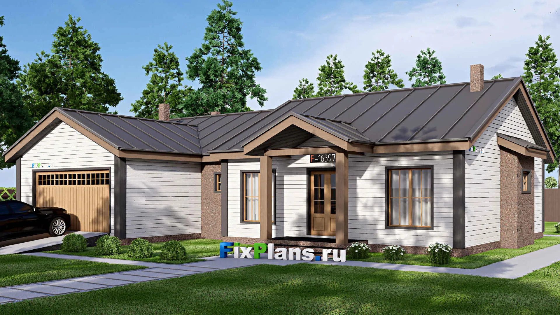 F-16397 - Проект одноэтажного дома 15 на 20, площадью 200 м² с 3 спальнями