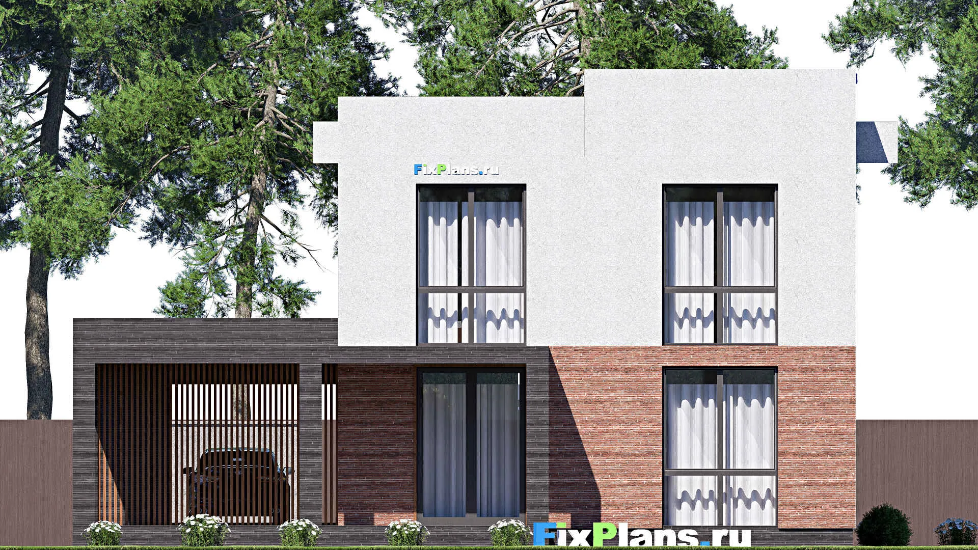 F-18386 - Проект двухэтажного дома 15 на 15, площадью 260 м² с балконом и 4 спальнями