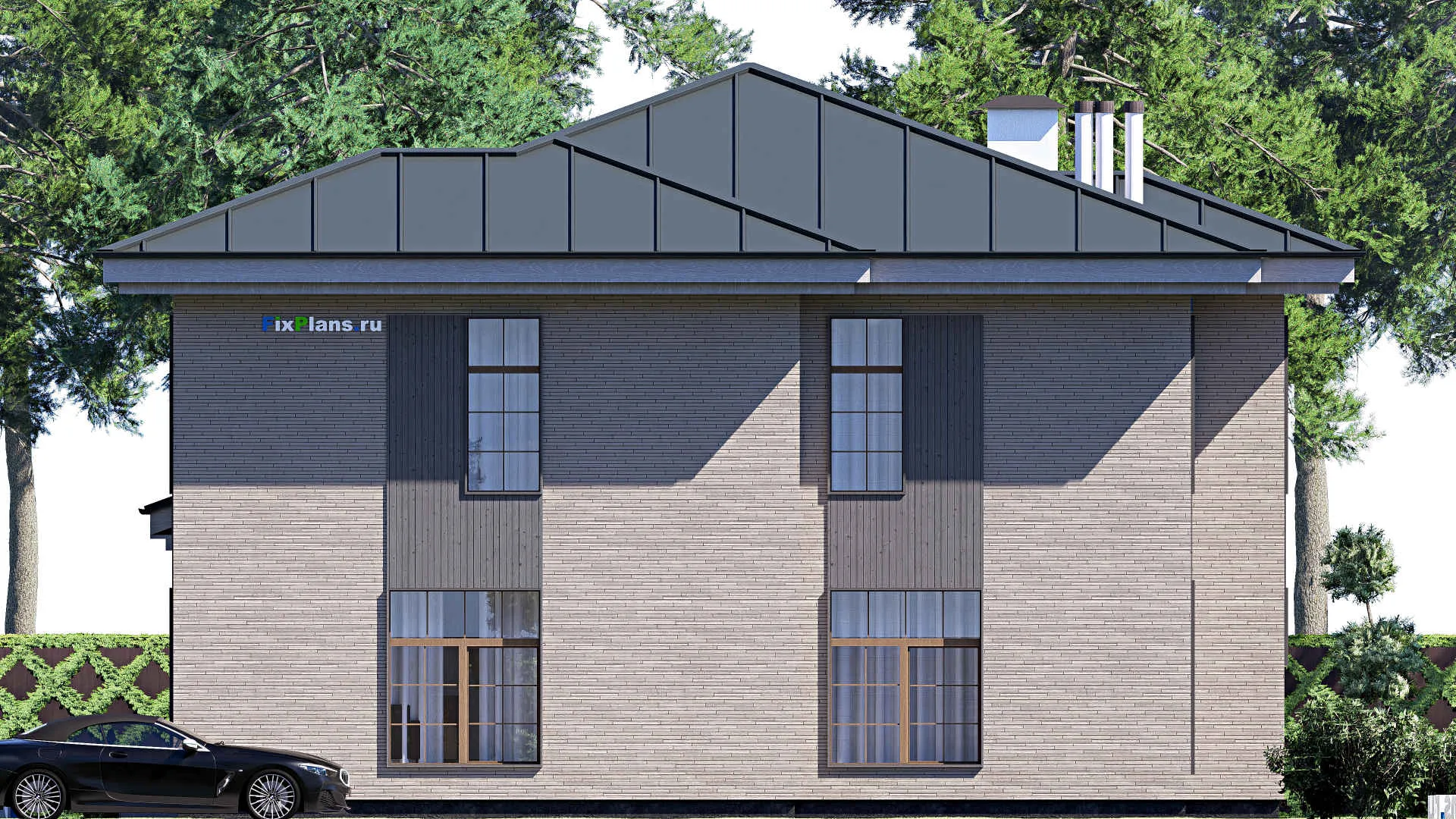 F-20726 - Проект двухэтажного дома 15 на 17, площадью 280 м² с террасой, балконом и 4 спальнями