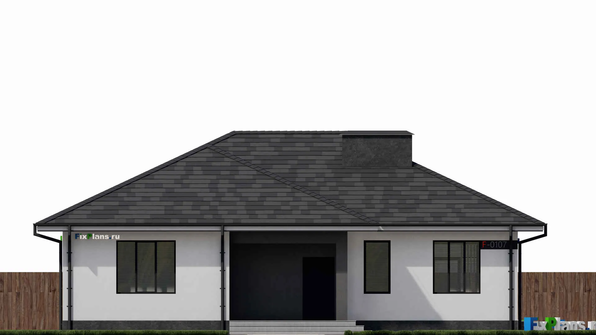 F-0107 - План одноэтажного дома 14 на 16, площадью 150 м² с террасой и 3 спальнями