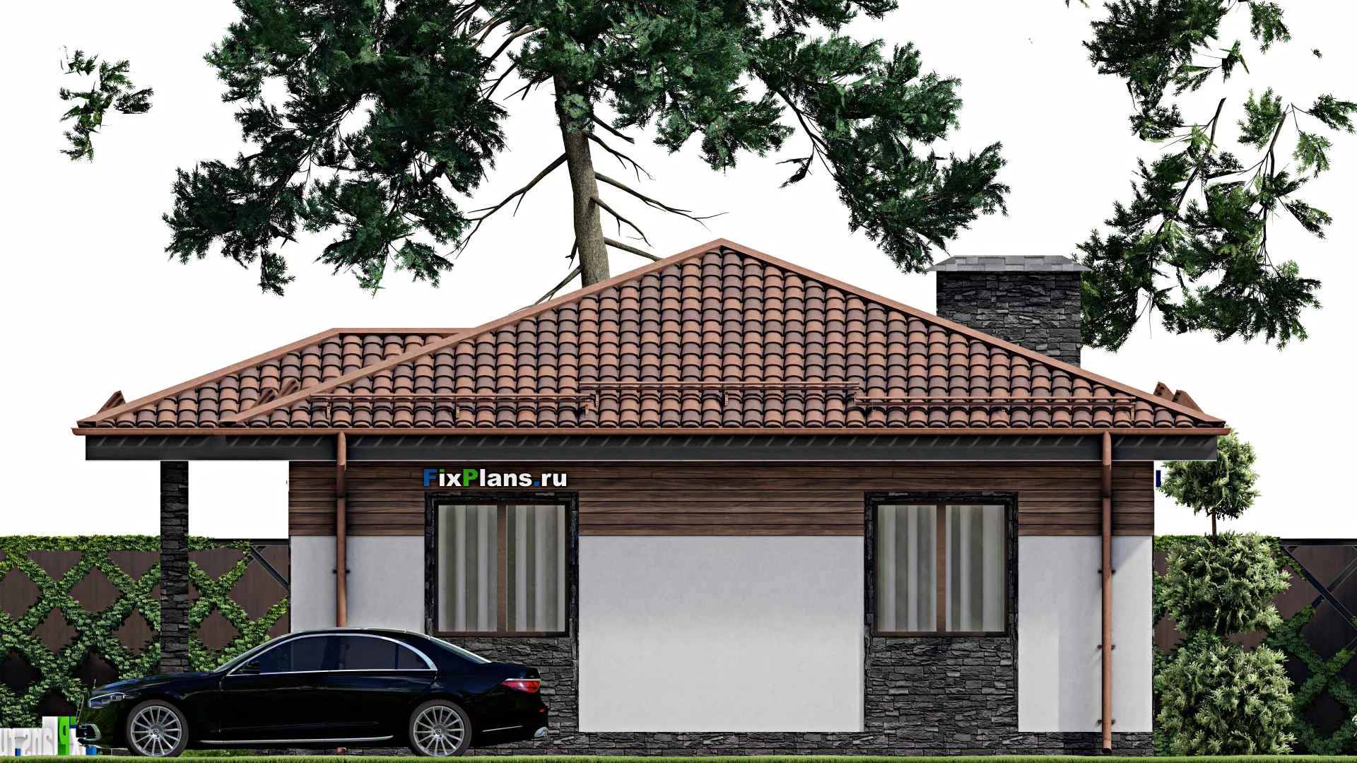 F-10457 - Проект одноэтажного дома 11 на 17, площадью 130 м² с 3 спальнями