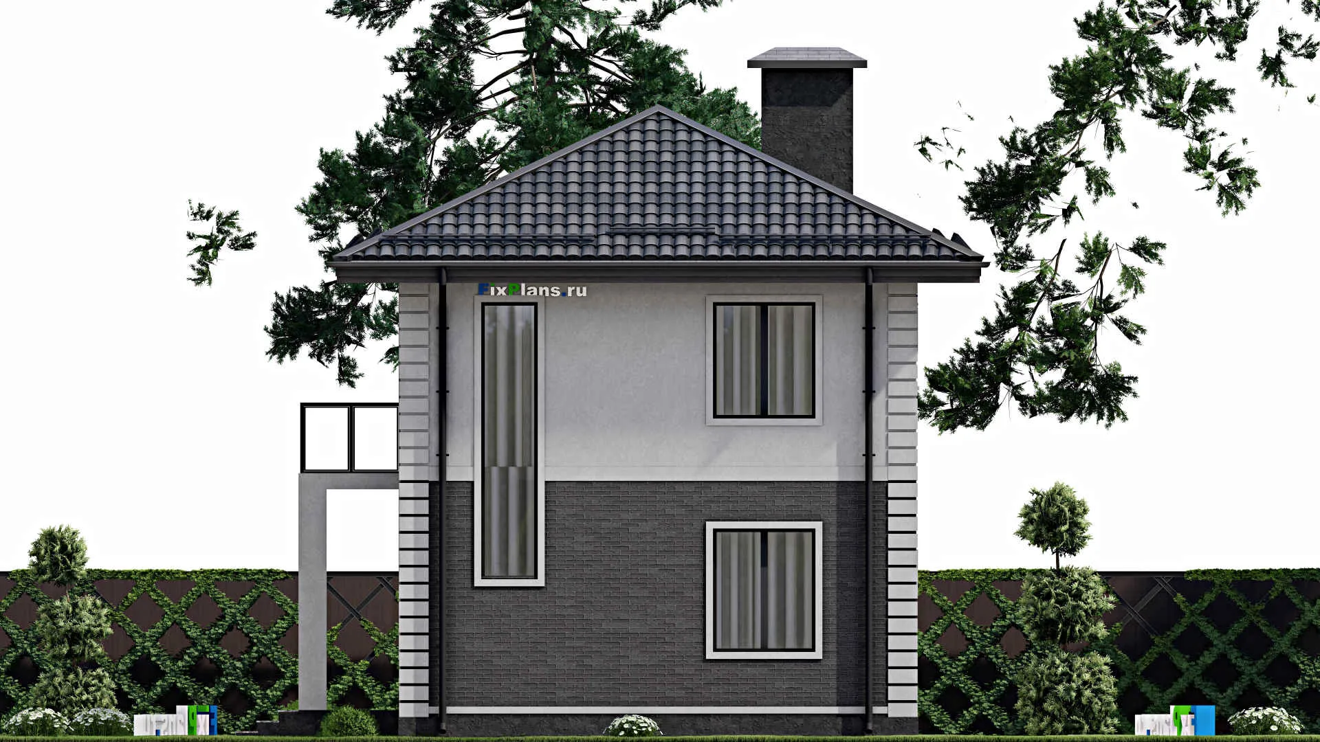 F-8027 - Проект двухэтажного дома 8 на 11, площадью 110 м² с балконом и 4 спальнями