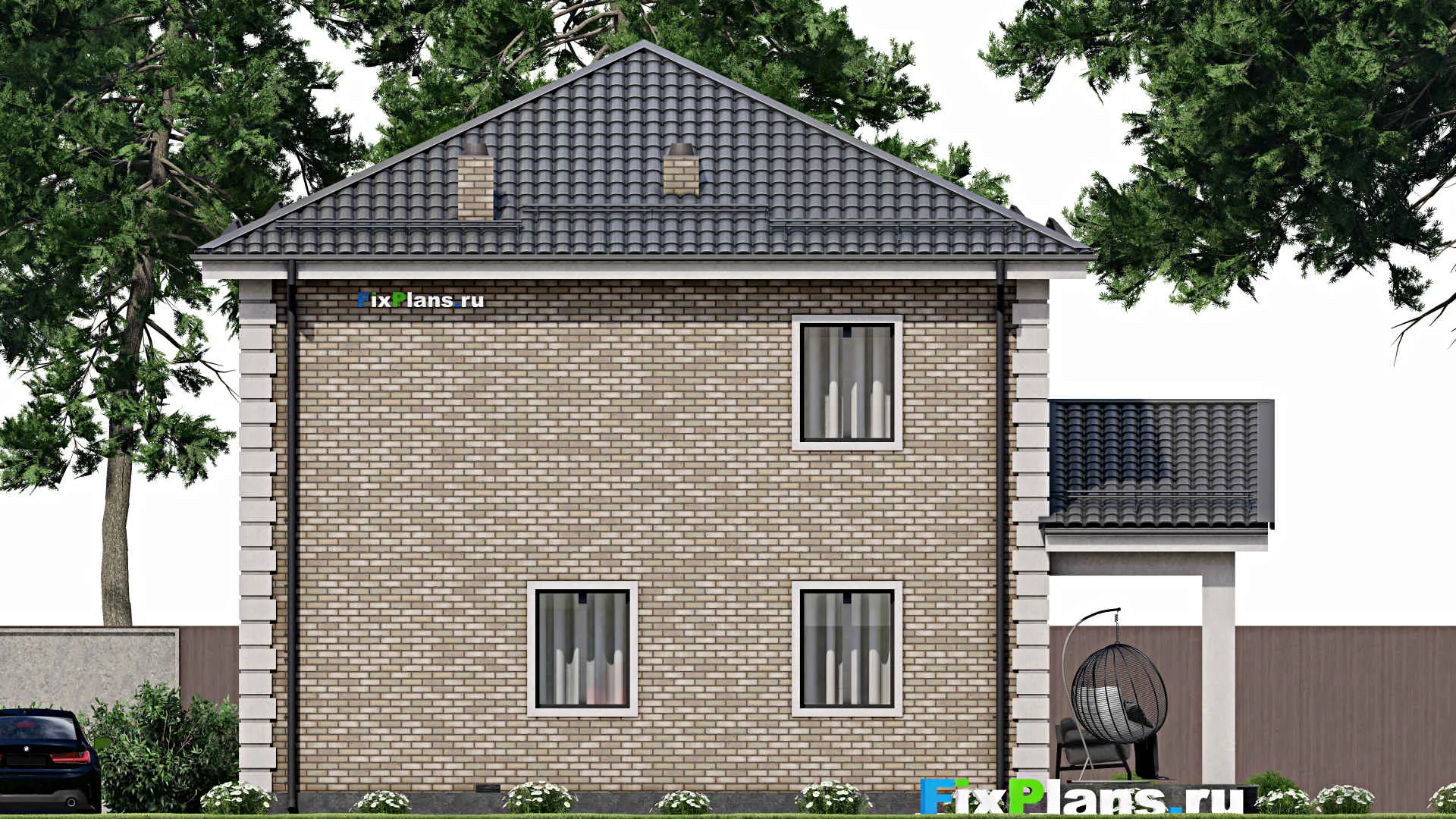 F-4652 - Планы двухэтажного дома 10 на 11, площадью 180 м² с террасой и 4 спальнями