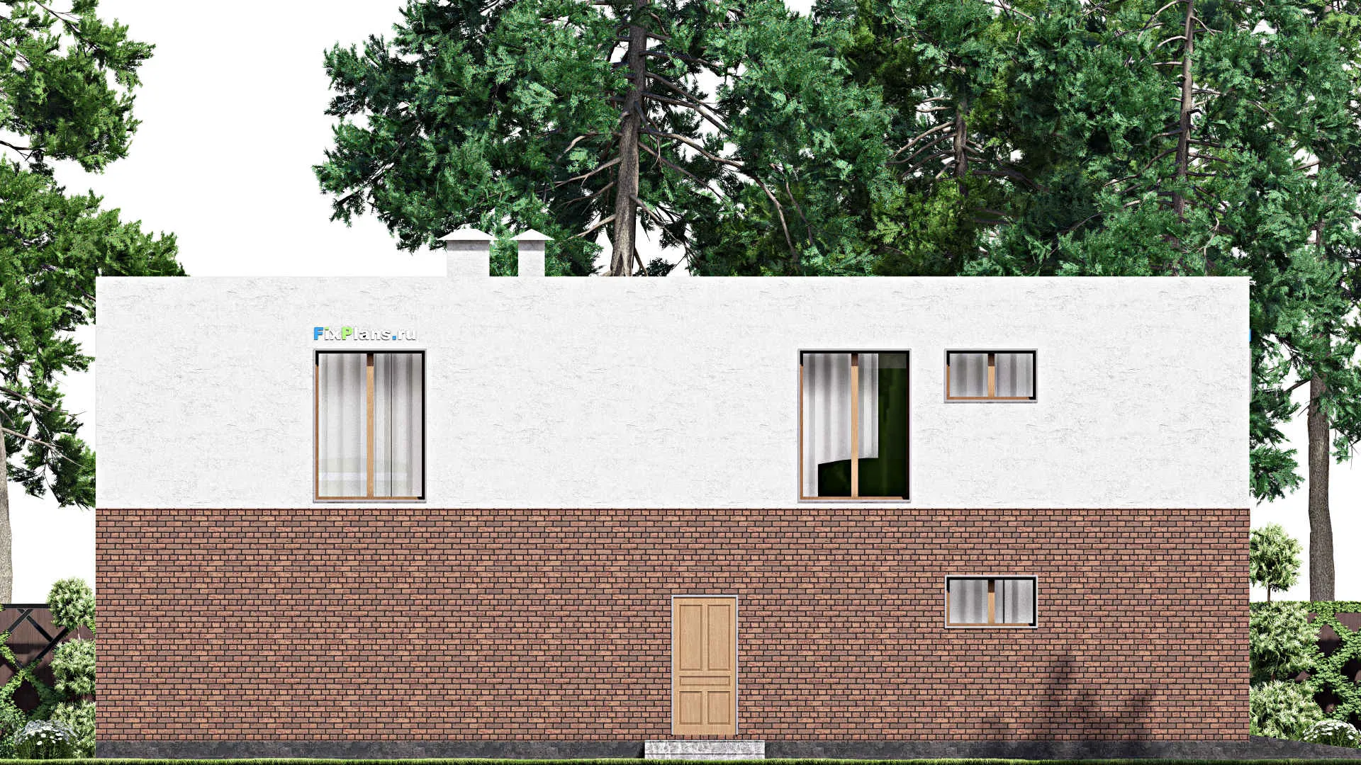 F-15029 - Проект двухэтажного дома 18 на 19, площадью 380 м² с террасой, балконом, гаражом на 1 машину и 4 спальнями