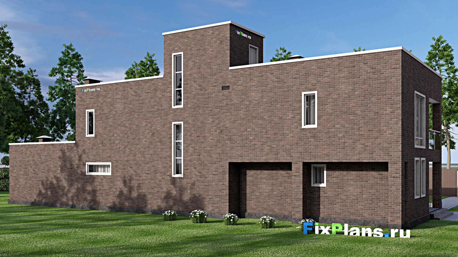 F-13805 - Планы двухэтажного дома 9 на 27, площадью 260 м² с террасой, балконом, баней и 4 спальнями