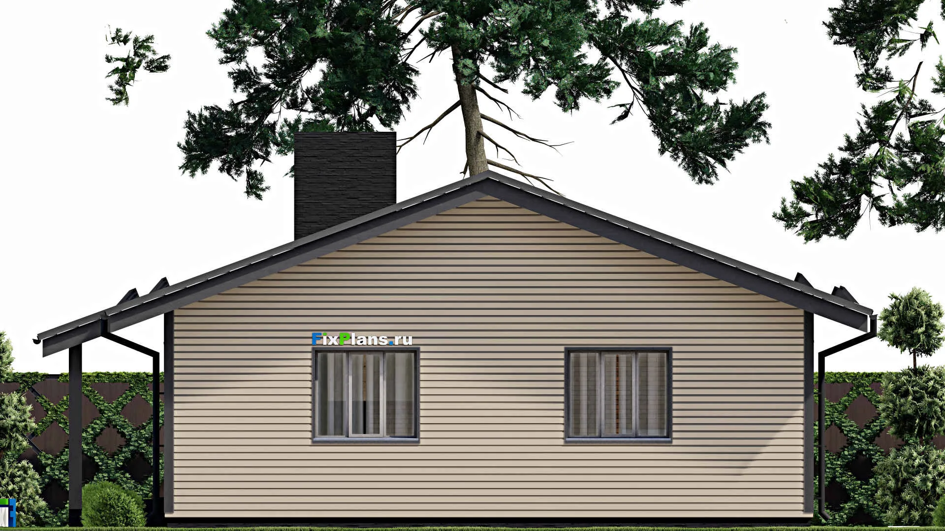 F-1547 - Проект одноэтажного дома 10 на 13, площадью 90 м² с 3 спальнями