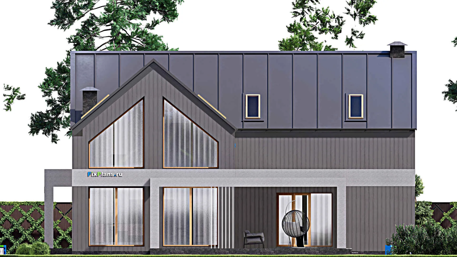 F-16514 - Проект дома с мансардой 17 на 28, площадью 410 м² с 6 спальнями