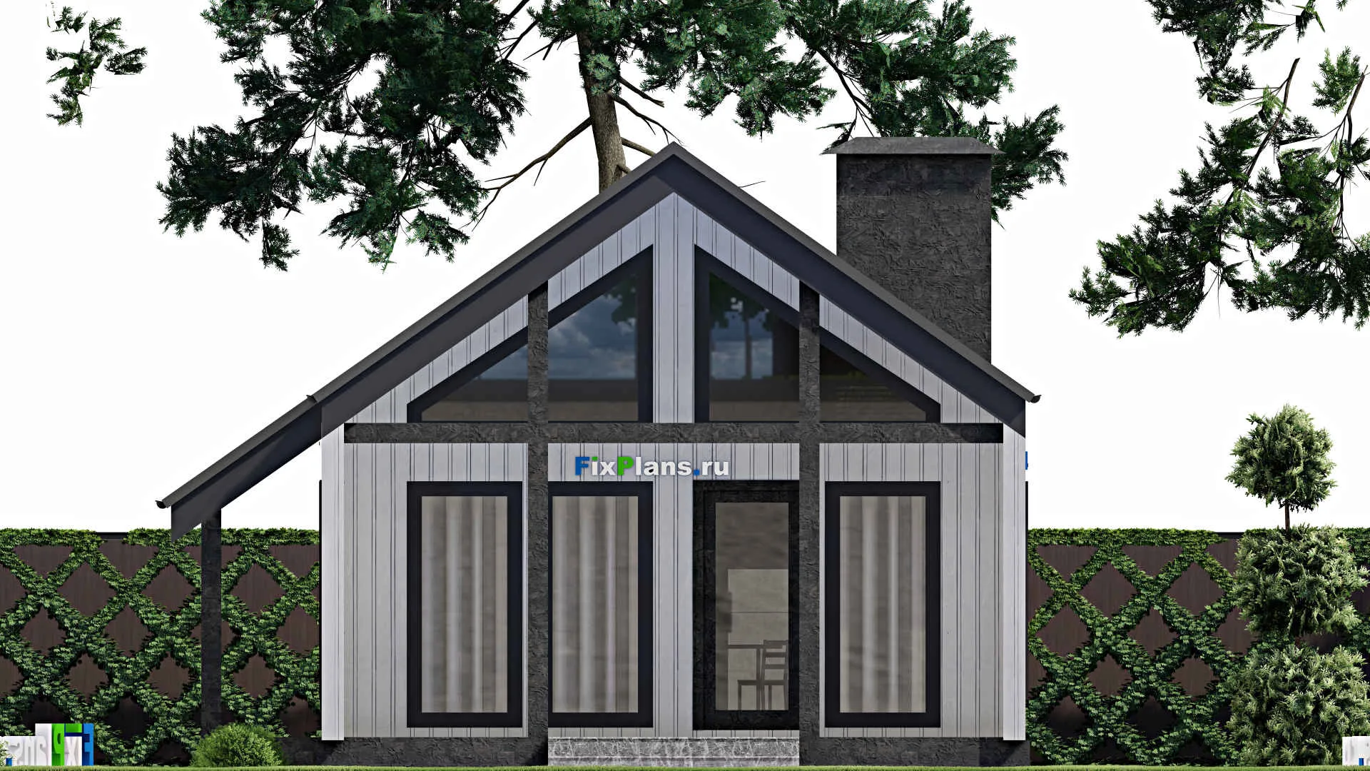 F-9359 - Проект дома с мансардой 9 на 15, площадью 100 м² с террасой и 2 спальнями