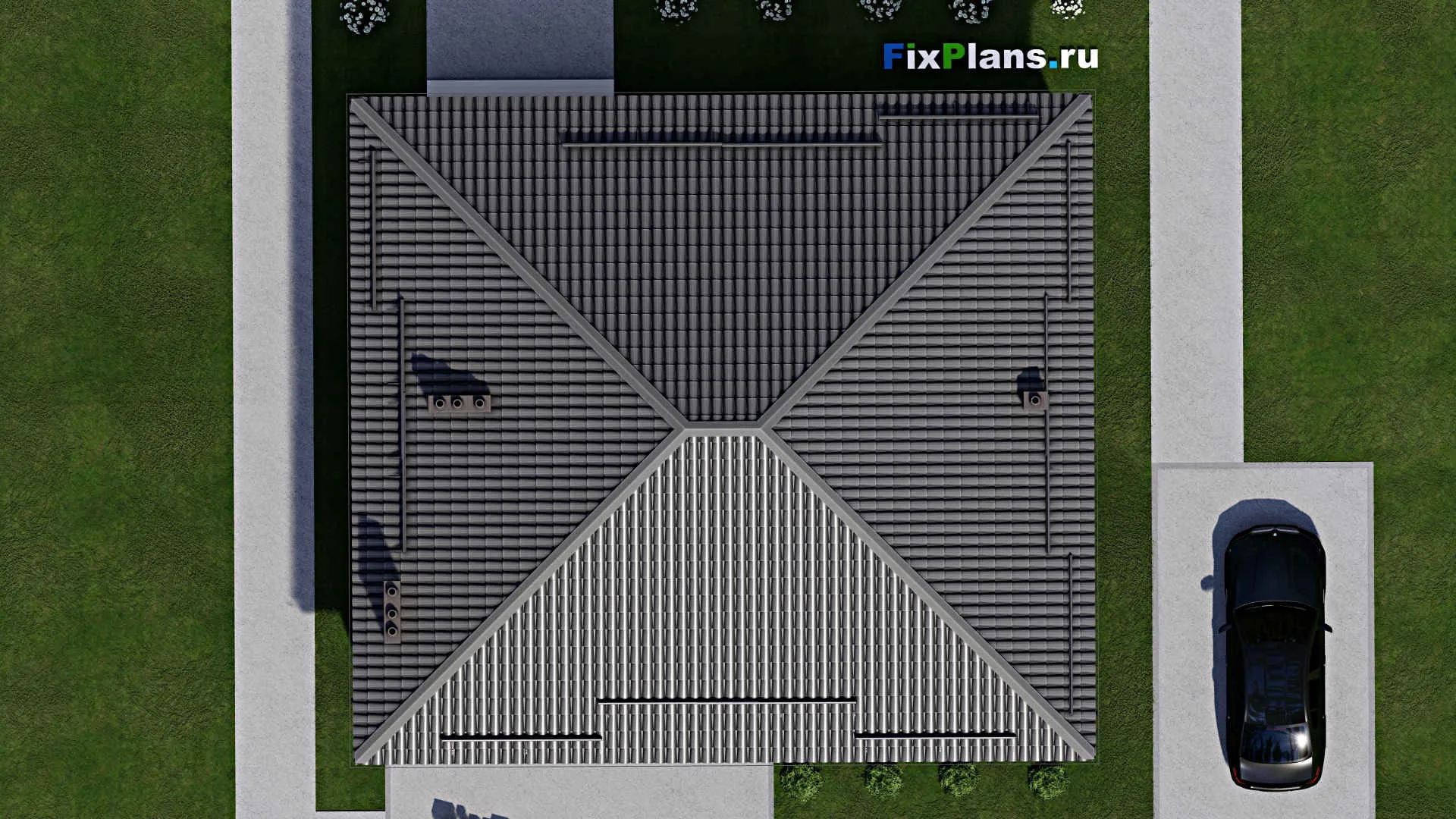 F-3977 - Проект одноэтажного дома 12 на 13, площадью 130 м² с 4 спальнями