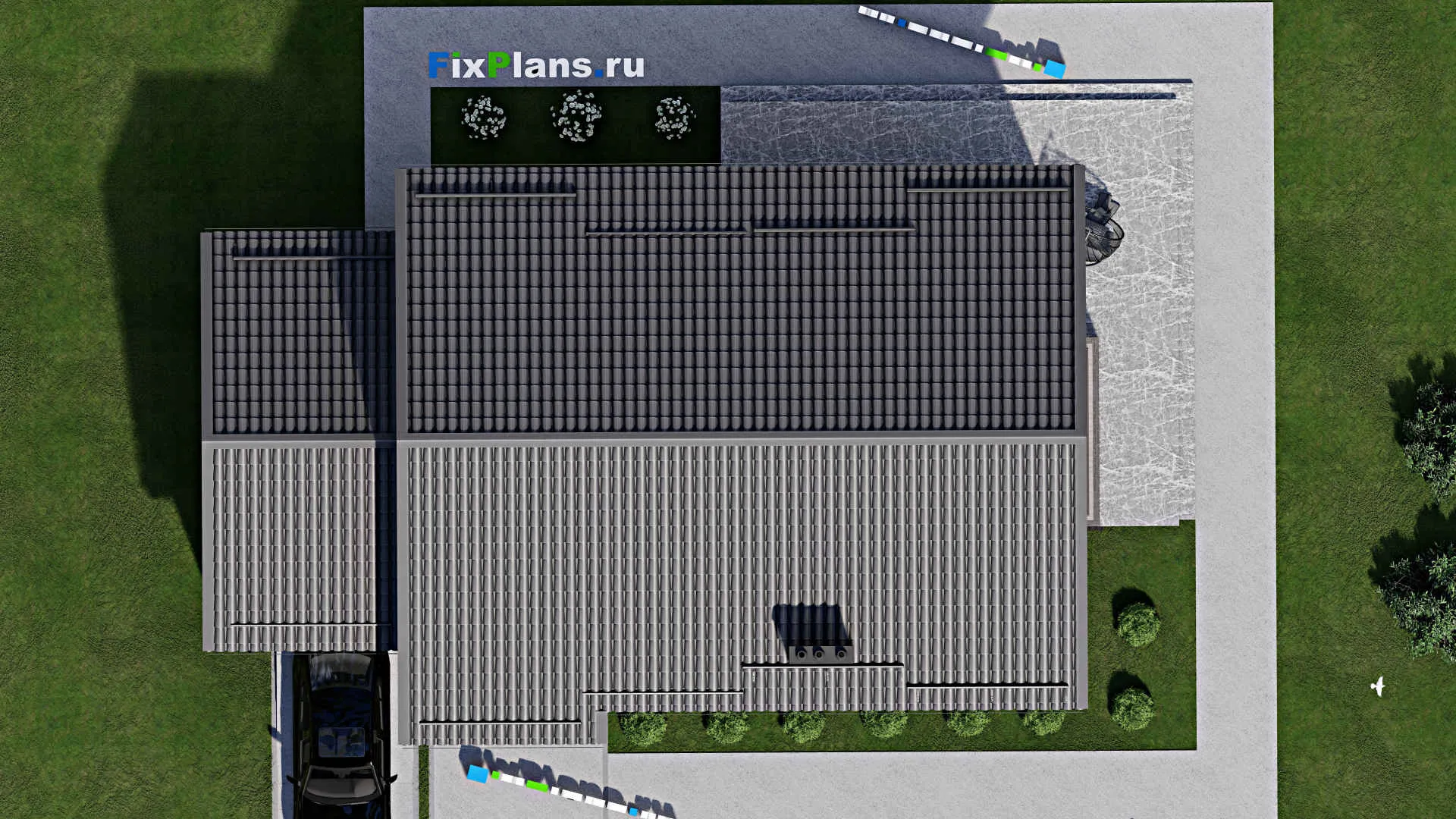 F-2906 - Проект дома с мансардой 9 на 17, площадью 210 м² с террасой, балконом, гаражом на 1 машину и 4 спальнями
