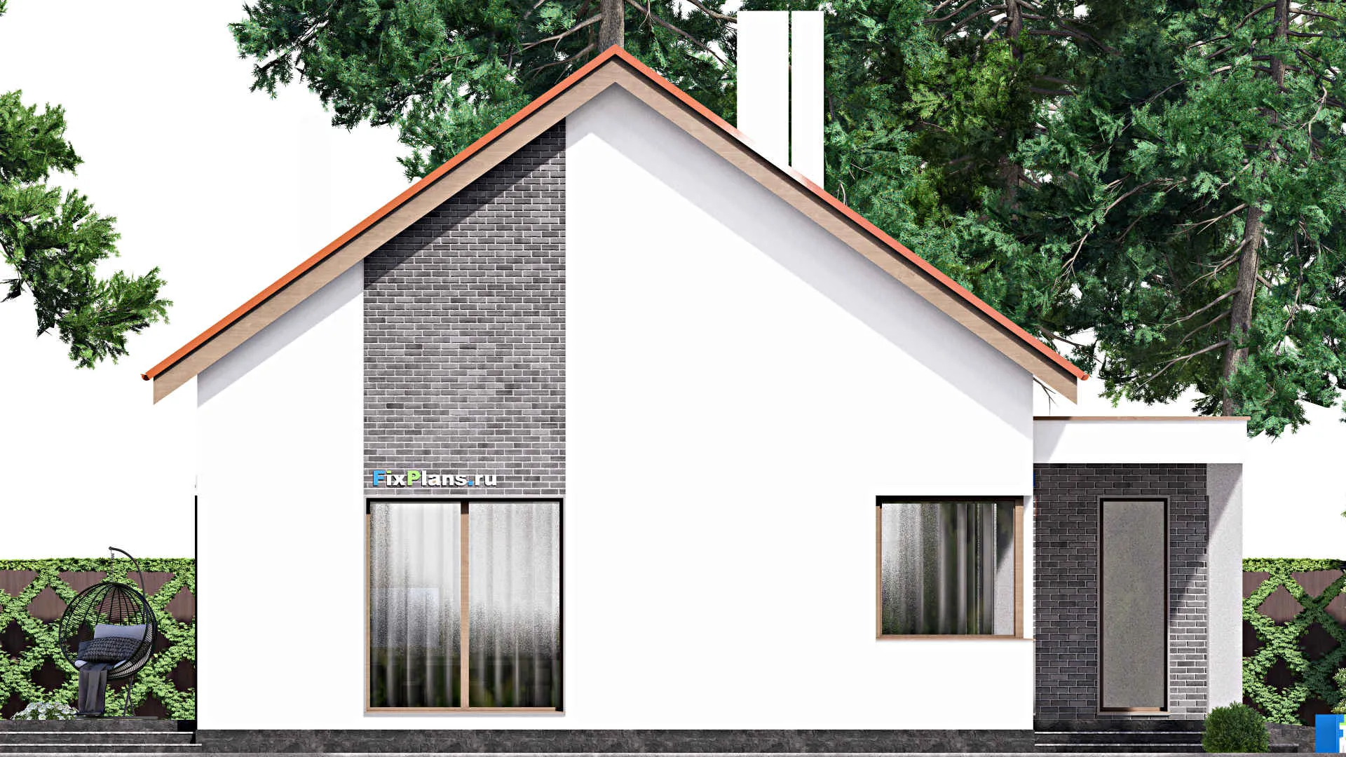 F-16631 - План одноэтажного дома 17 на 20, площадью 370 м² с террасой, гаражом на 2 машины и 3 спальнями