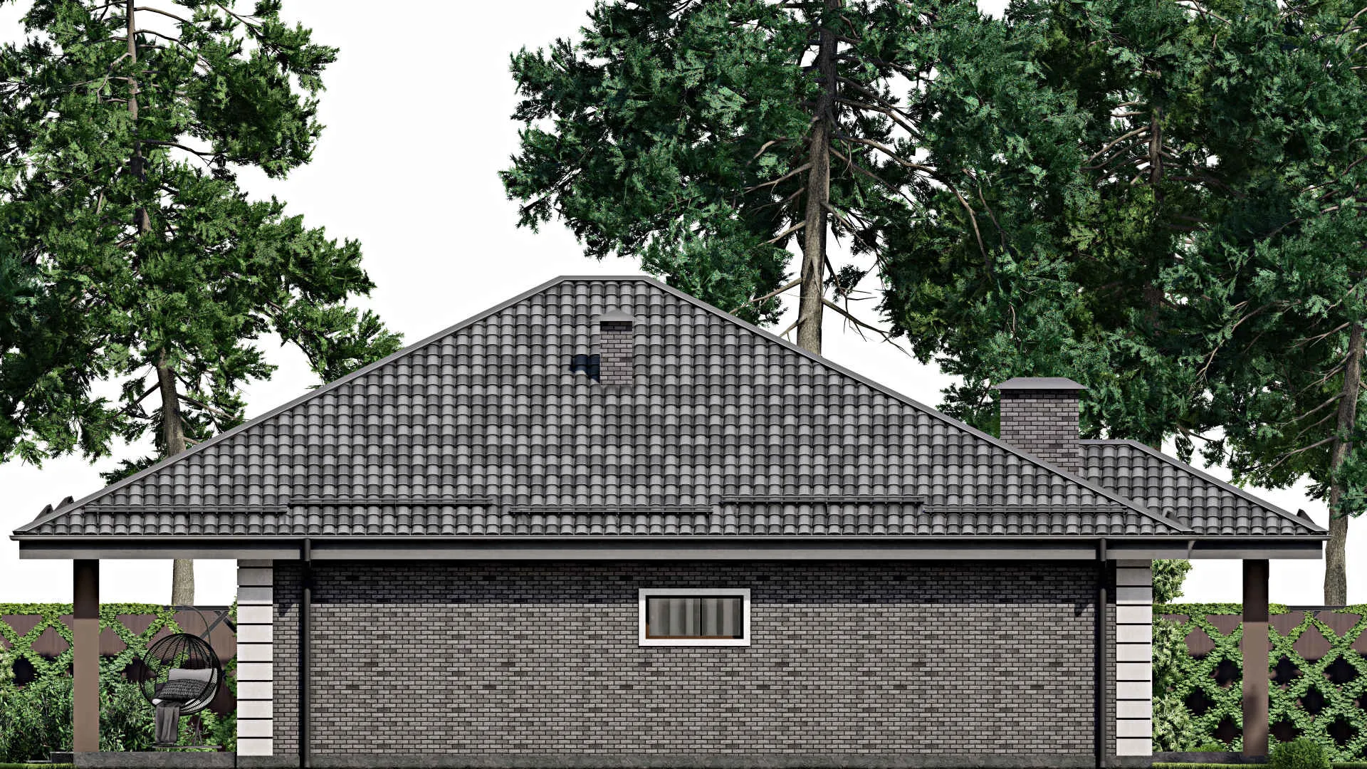 F-6101 - Проект одноэтажного дома 15 на 18, площадью 210 м² с террасой и 4 спальнями