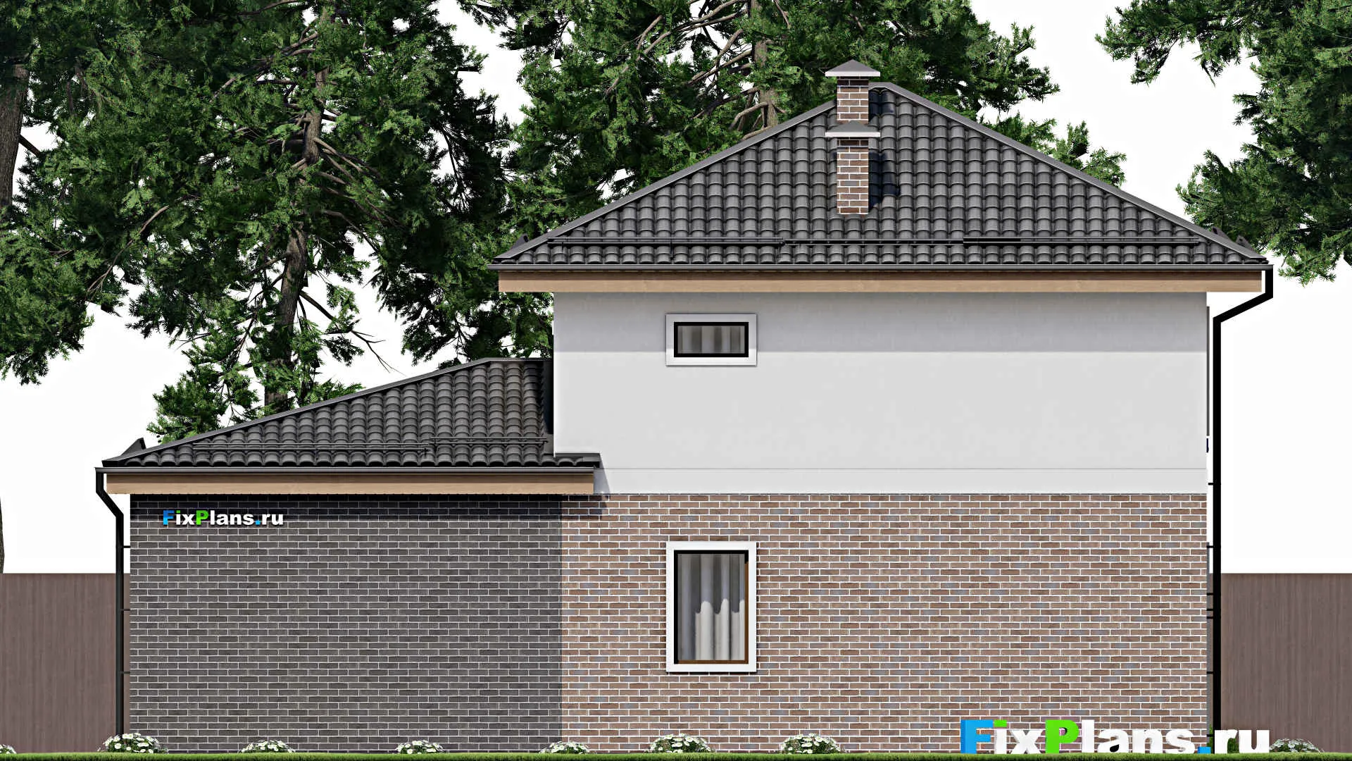 F-8486 - Планы двухэтажного дома 10 на 14, площадью 140 м² с гаражом на 2 машины и 3 спальнями