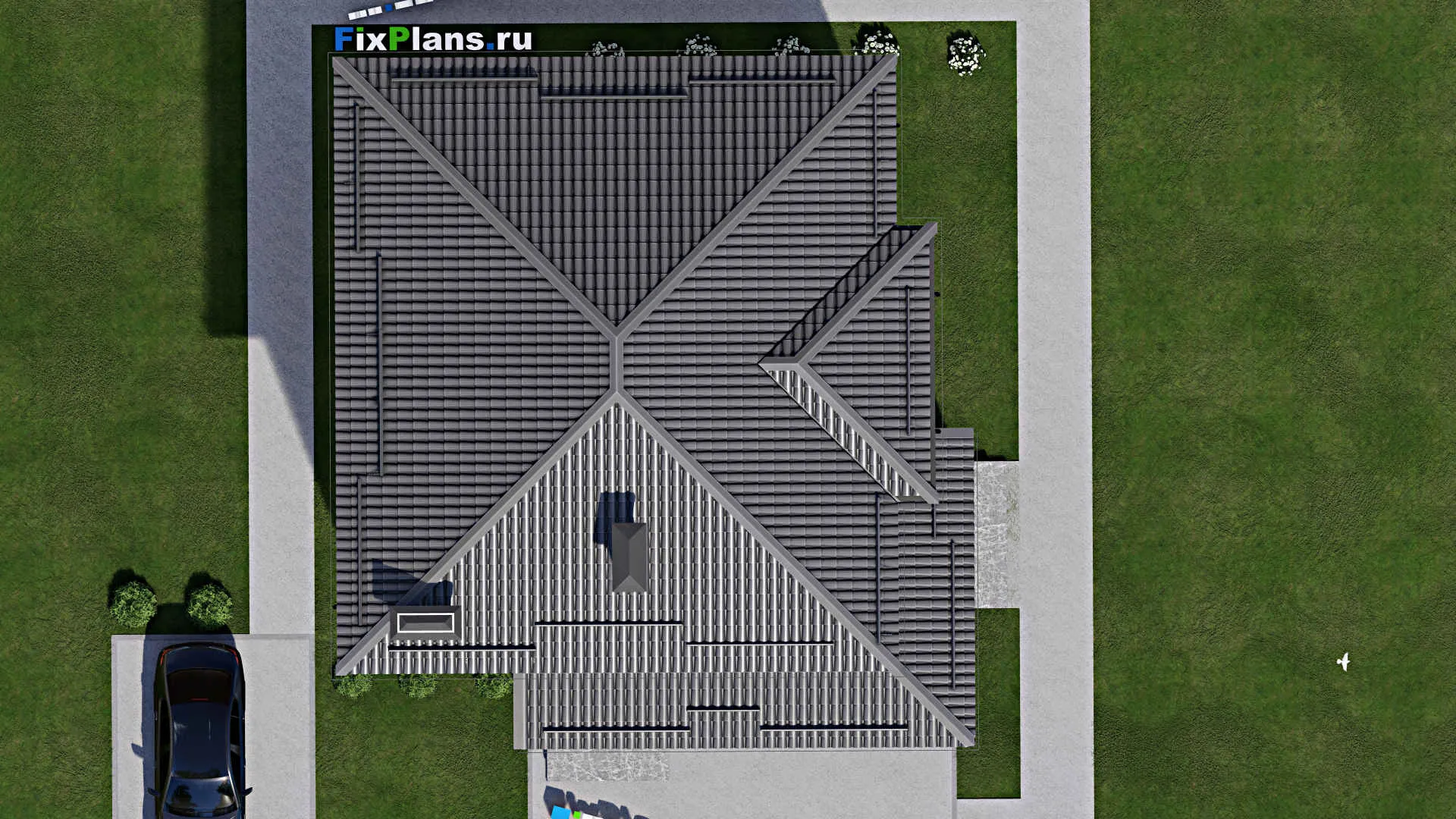 F-4517 - Планы двухэтажного дома 11 на 11, площадью 200 м² с террасой и 4 спальнями