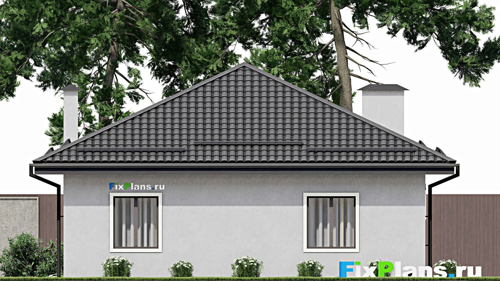 F-4373 - План одноэтажного дома 10 на 13, площадью 90 м² с 2 спальнями