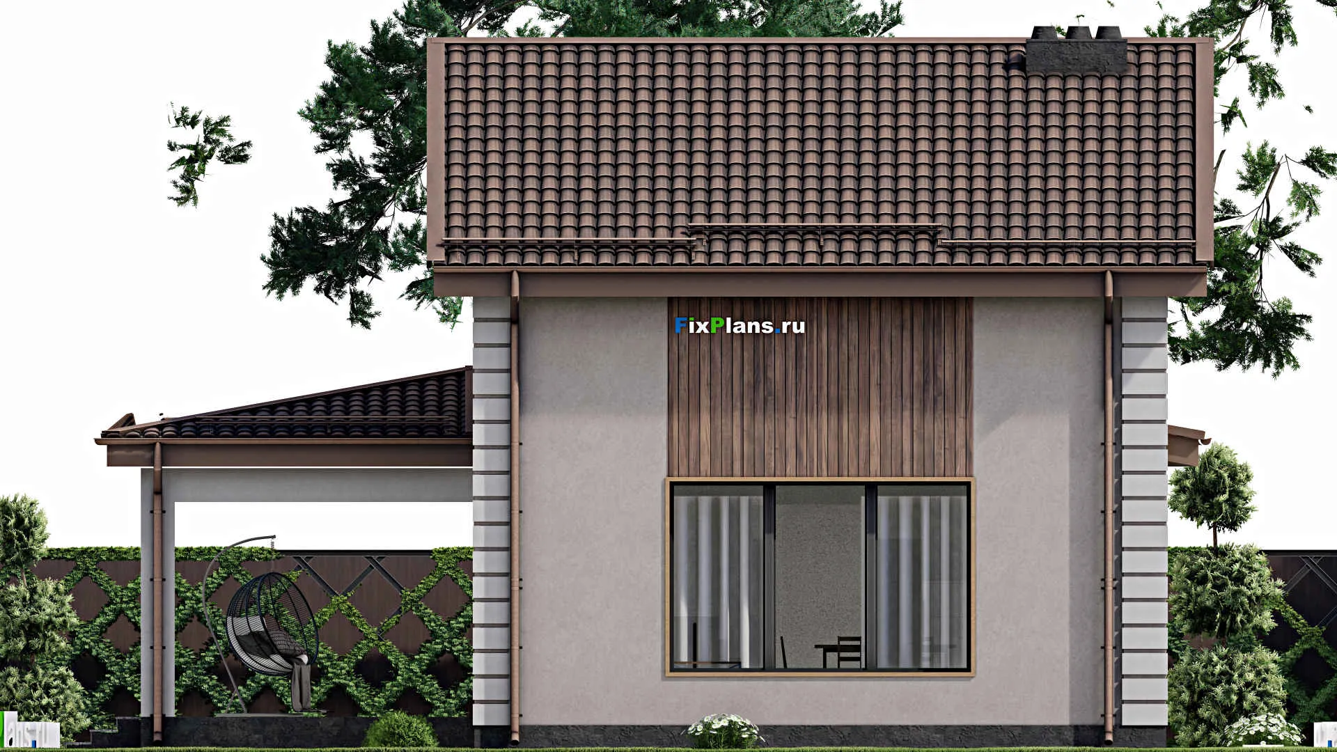 F-8225 - Проект дома с мансардой 9 на 13, площадью 160 м² с террасой и 3 спальнями