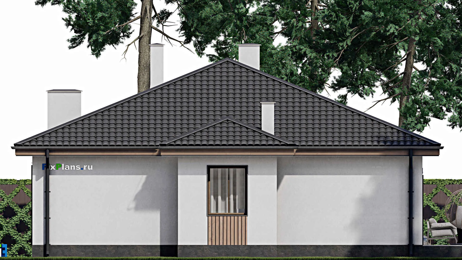 F-1511 - Проект одноэтажного дома 12 на 17, площадью 170 м² с террасой и 3 спальнями