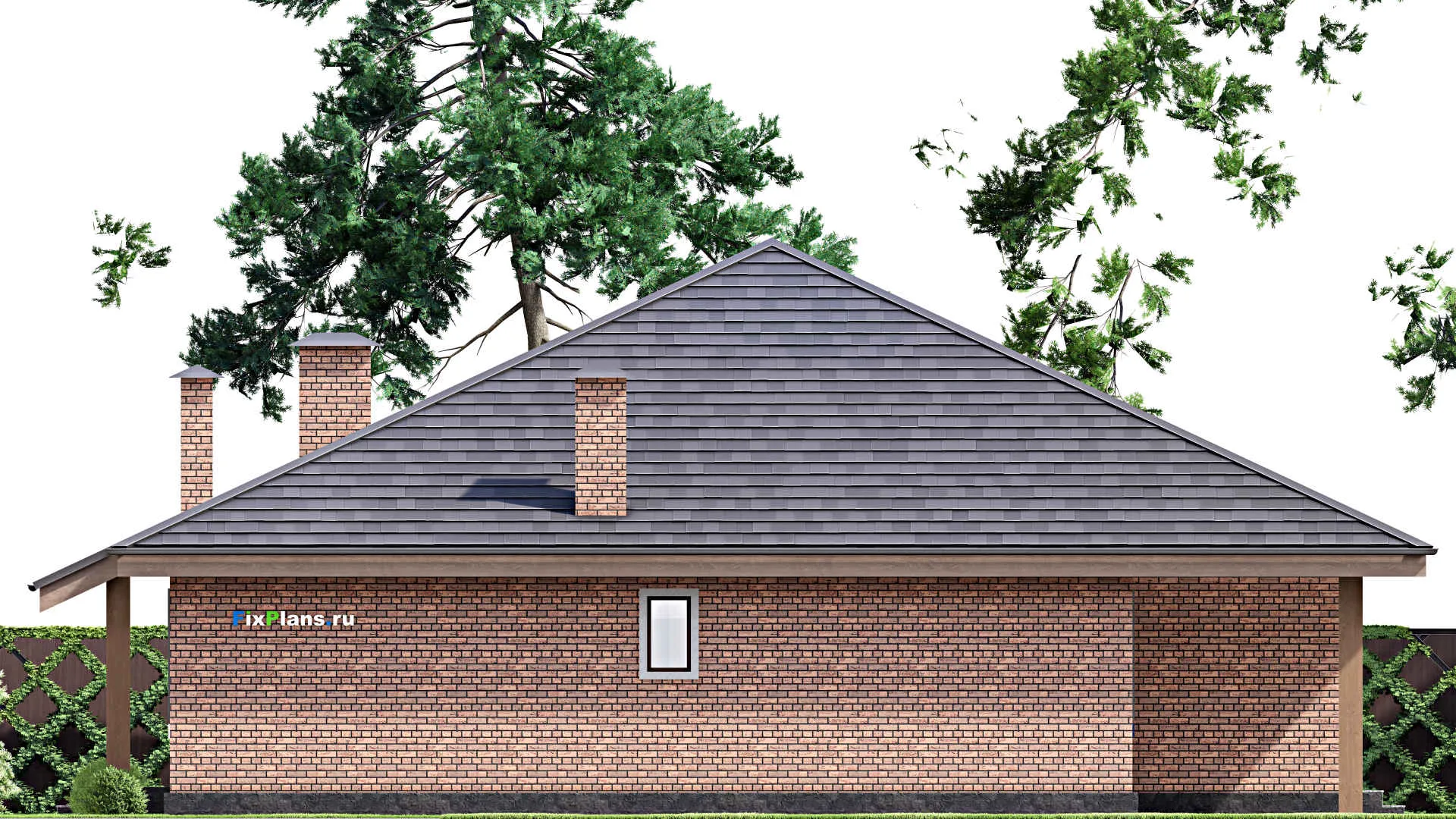 F-13796 - Проект одноэтажного дома 16 на 17, площадью 200 м² с террасой и 3 спальнями