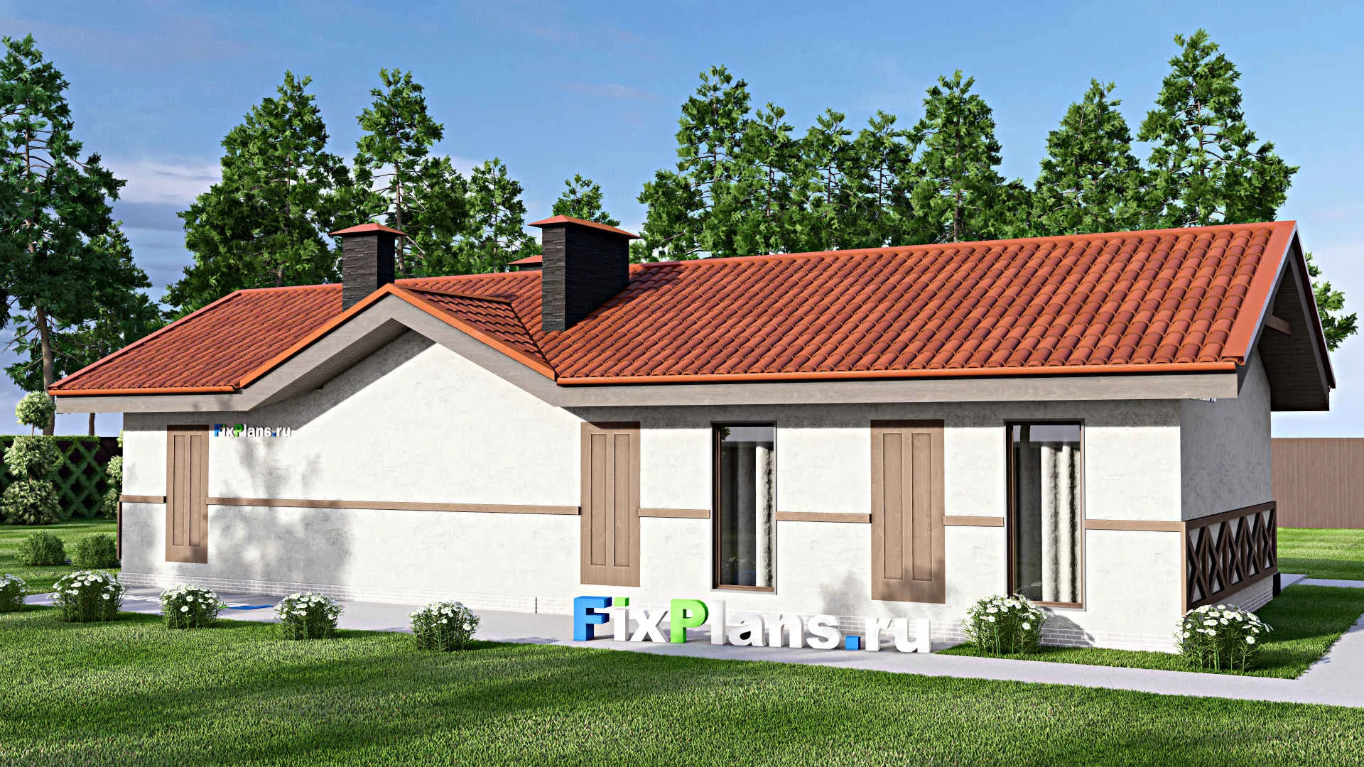 F-13607 - Проект бани 11 на 17, площадью 140 м² с терассой, санузлом и спальней