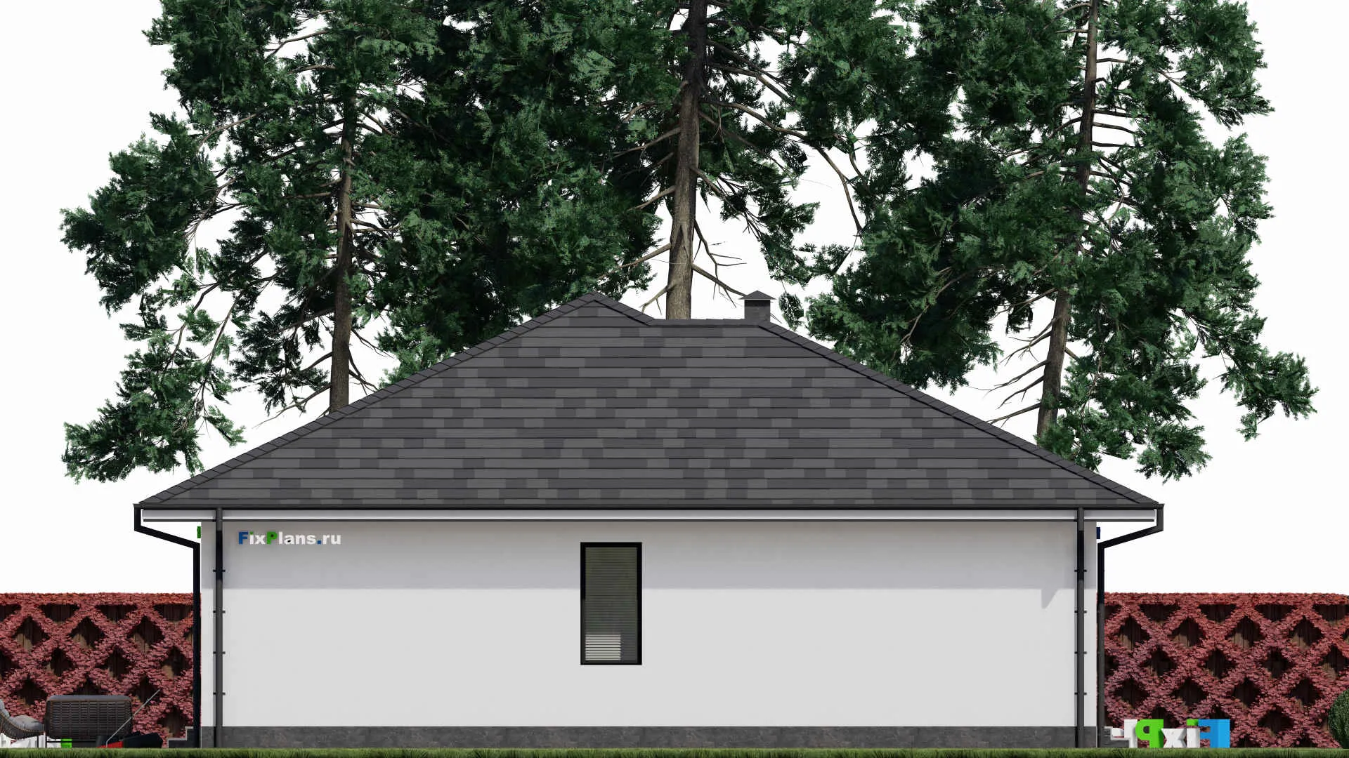 F-0107 - План одноэтажного дома 14 на 16, площадью 150 м² с террасой и 3 спальнями