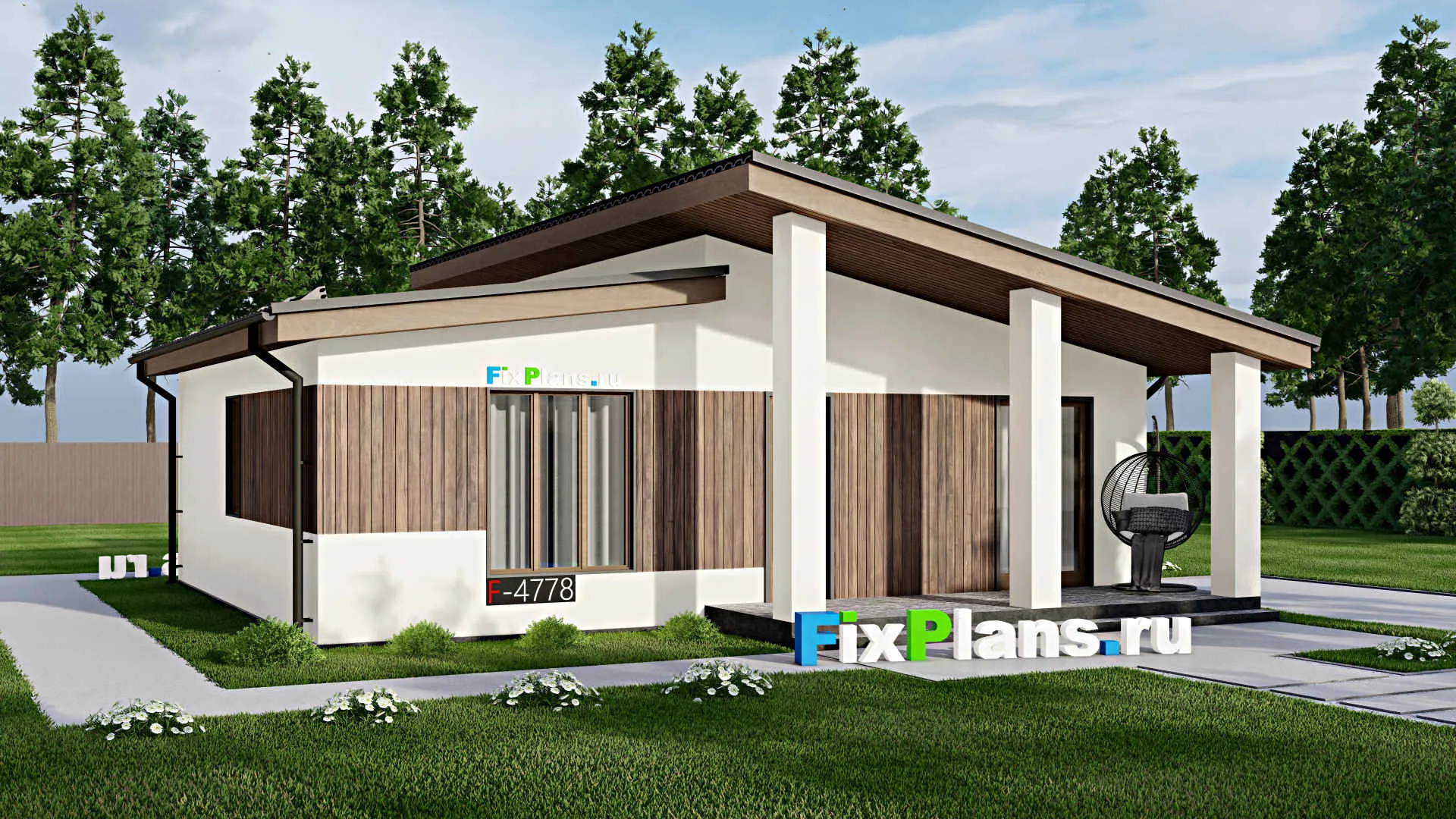 F-4778 - Проект одноэтажного дома 9 на 11, площадью 100 м² с 2 спальнями