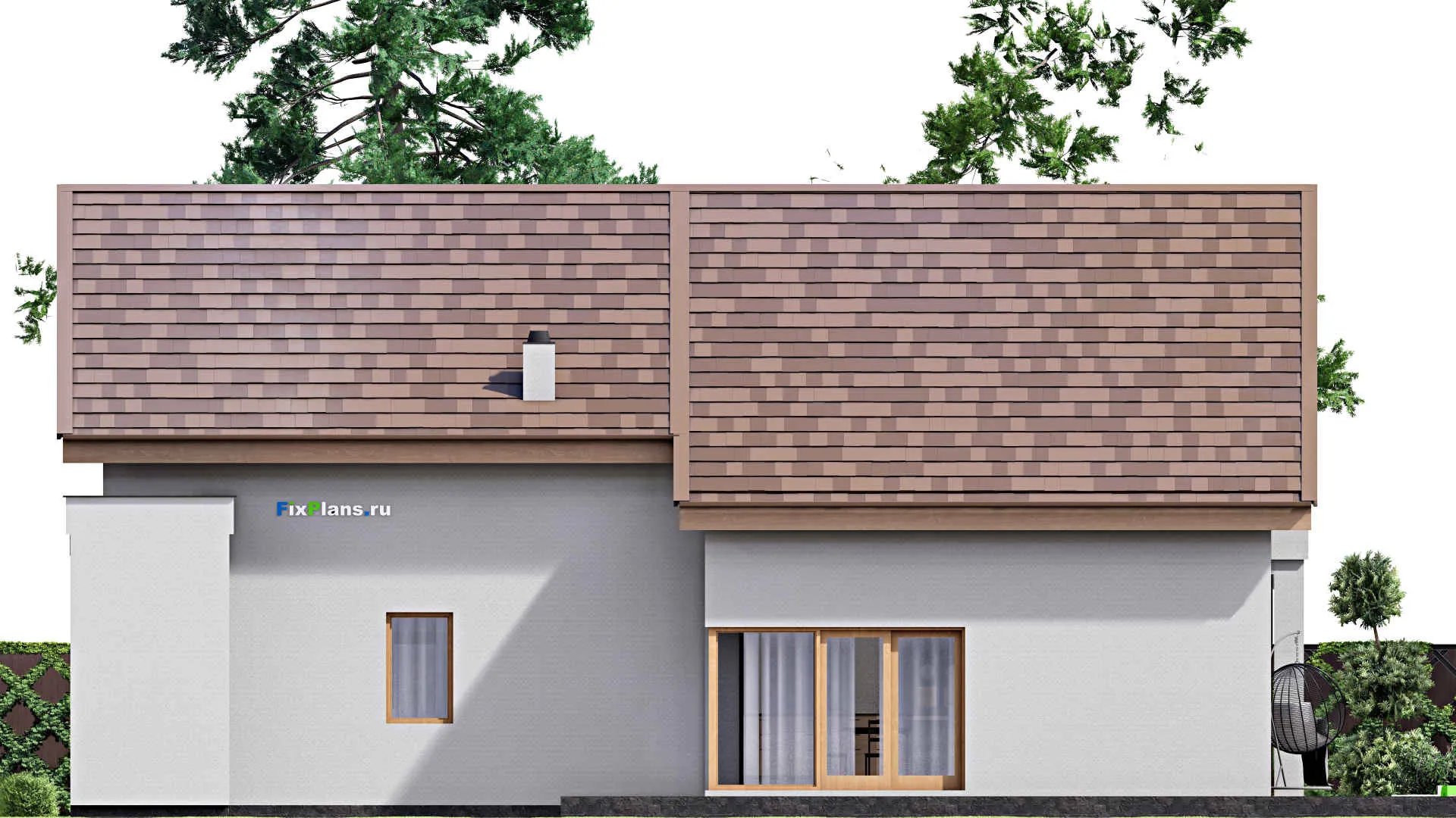 F-15812 - Проект дома с мансардой 17 на 19, площадью 300 м² с террасой, балконом, гаражом на 1 машину и 3 спальнями