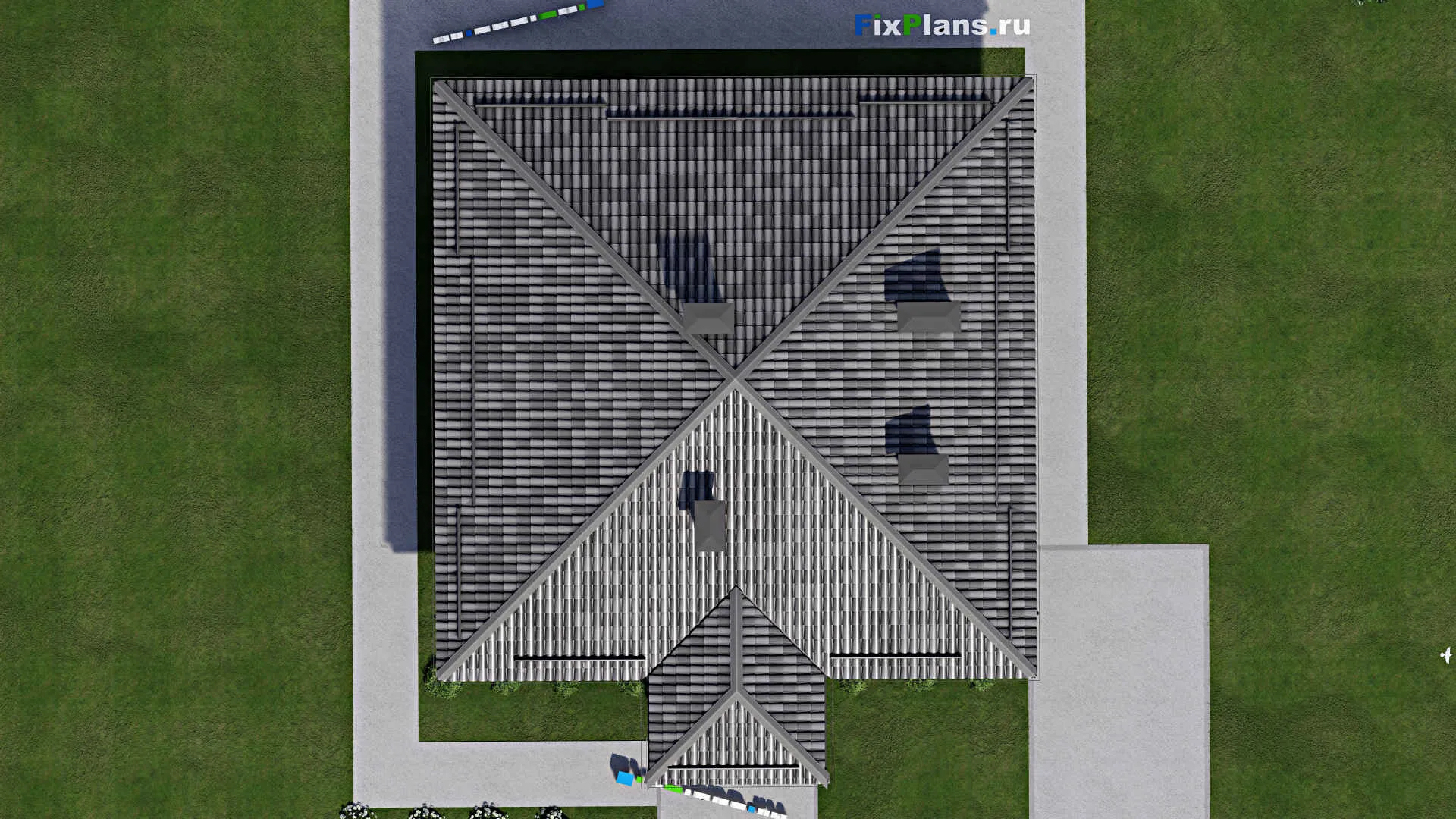 F-7523 - Проект одноэтажного дома 13 на 15, площадью 120 м² с 3 спальнями