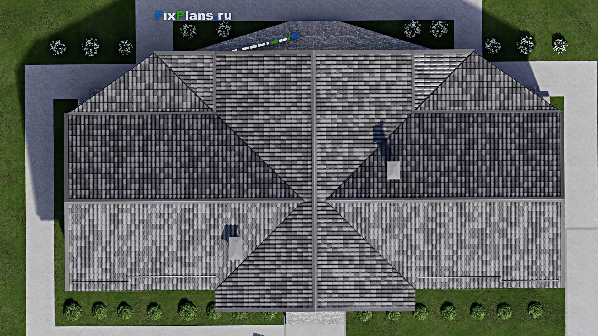 F-10889 - Проект дома с мансардой 16 на 25, площадью 420 м² с террасой и 6 спальнями