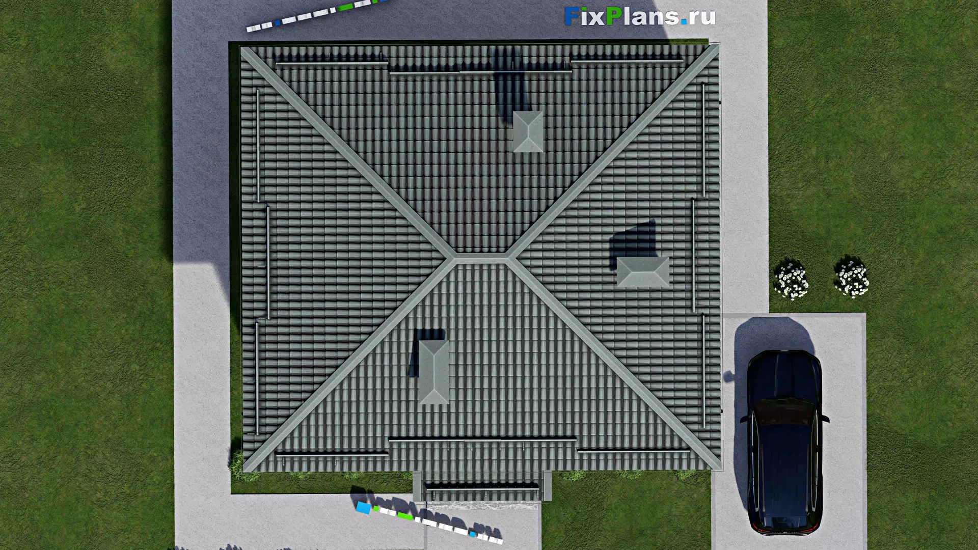 F-8990 - Проект двухэтажного дома 11 на 11, площадью 370 м² с террасой и 9 спальнями