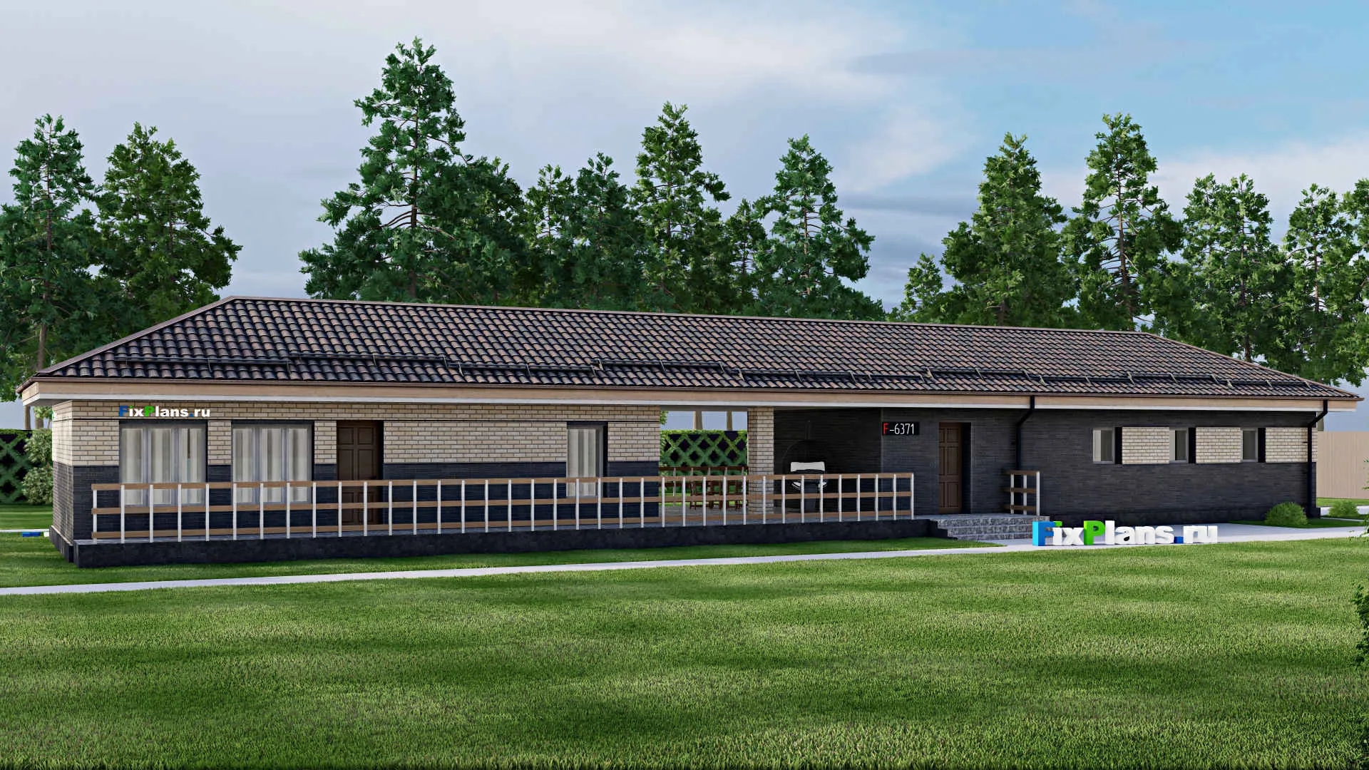 F-6371 - Проект бани 8 на 31, площадью 170 м² с терассой, бассейном, беседкой и санузлом